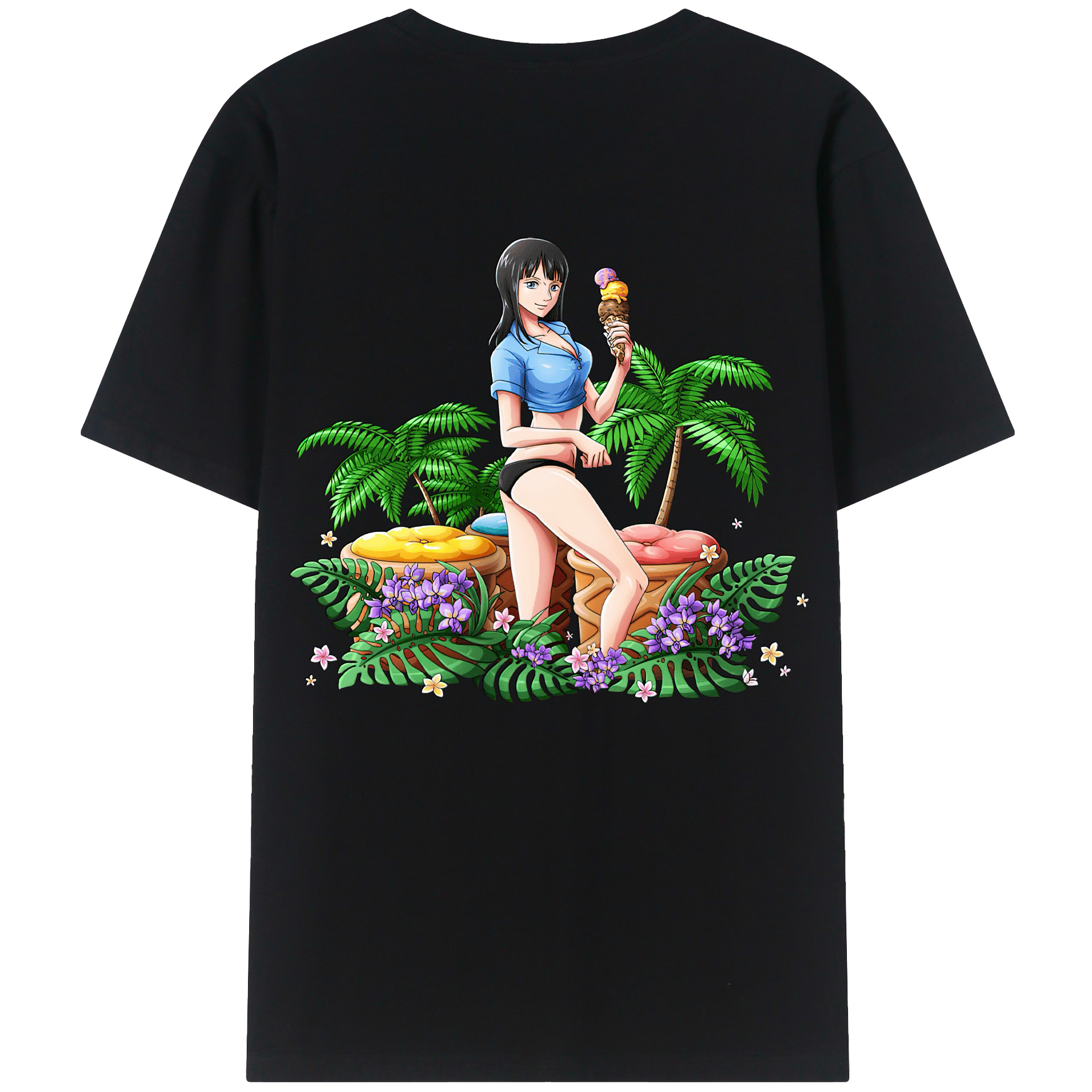 （画像用） Hello Kitty ハローキティ 綿100％ メンズ半袖Tシャツ（バックプリント） 通気性