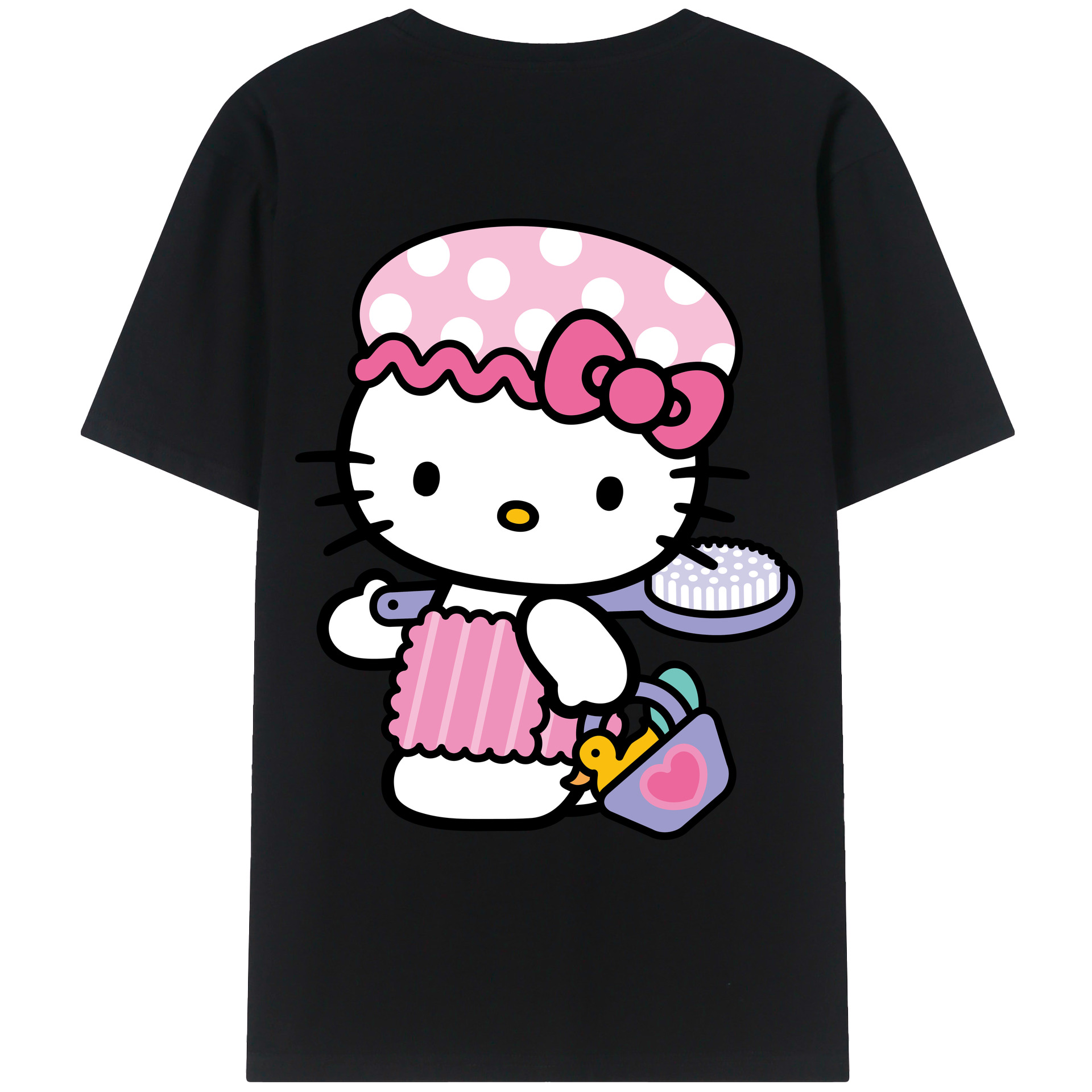 （画像用） Hello Kitty ハローキティ 綿100％ メンズ半袖Tシャツ（バックプリント） 通気性