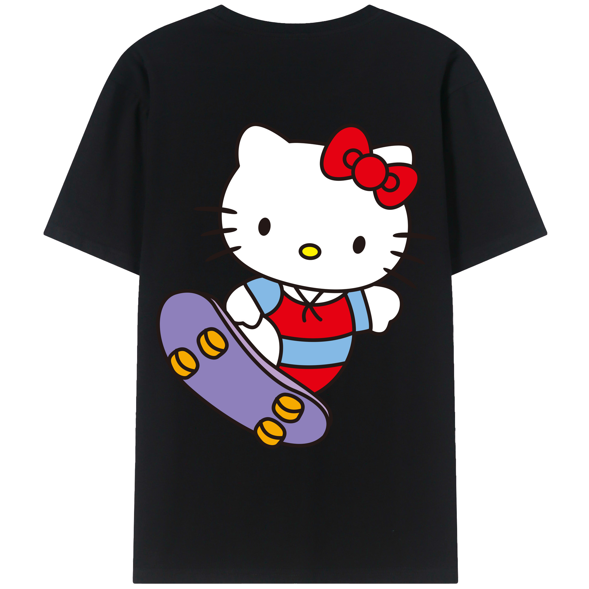 （画像用） Hello Kitty ハローキティ 綿100％ メンズ半袖Tシャツ（バックプリント） 通気性