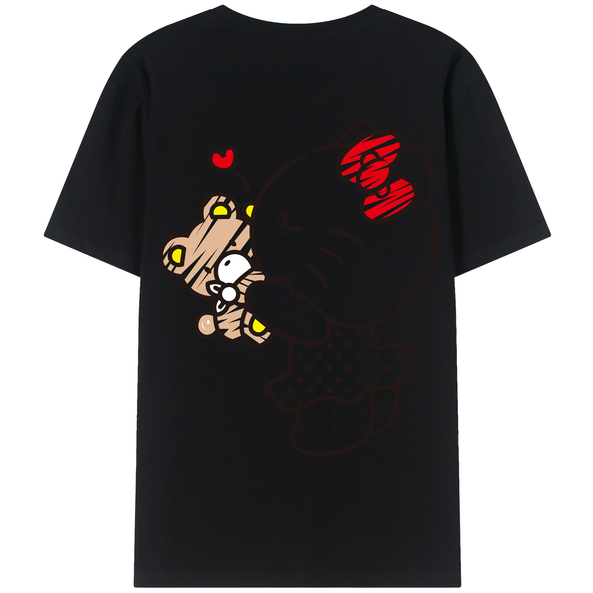 （画像用） Hello Kitty ハローキティ 綿100％ メンズ半袖Tシャツ（バックプリント） 通気性