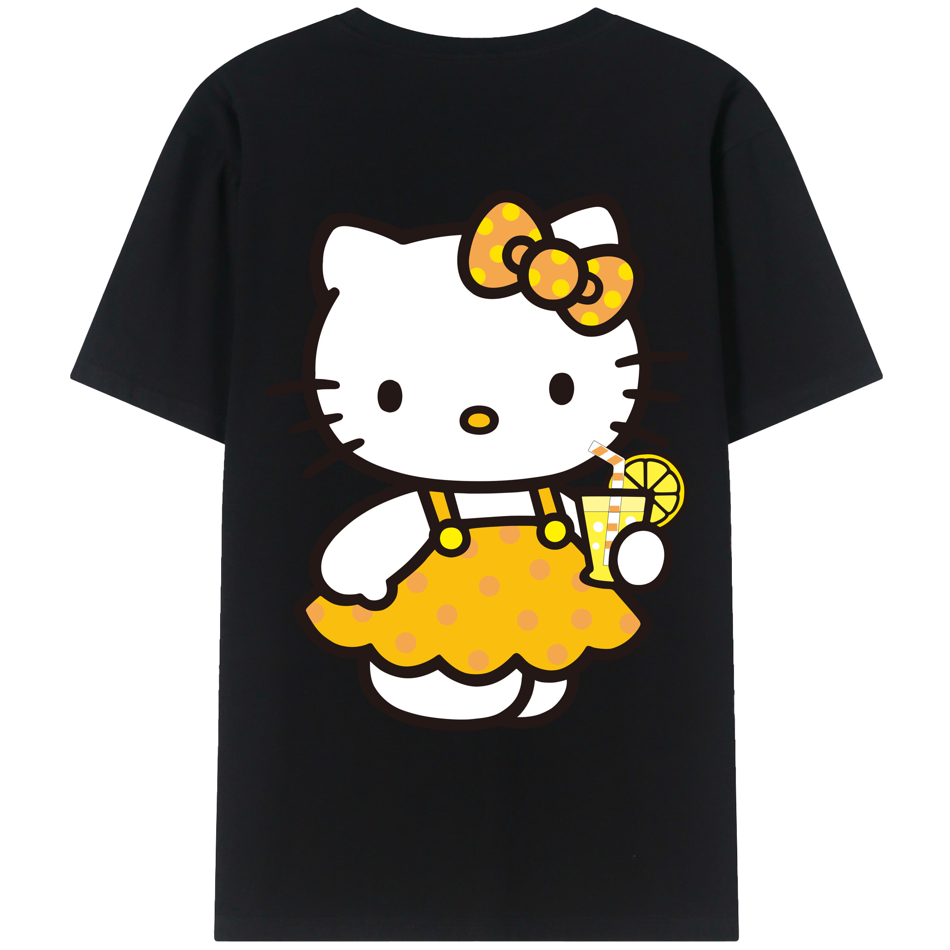 （画像用） Hello Kitty ハローキティ 綿100％ メンズ半袖Tシャツ（バックプリント） 通気性