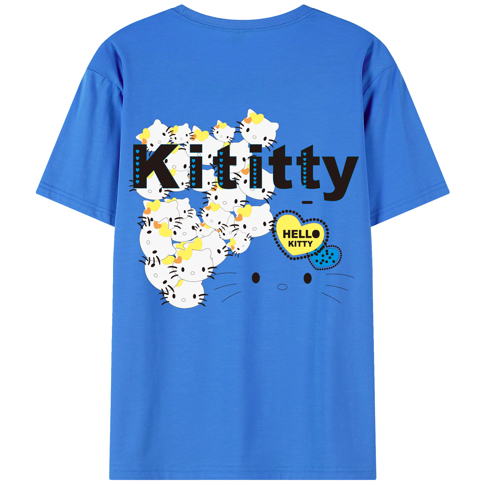 （画像用） Hello Kitty ハローキティ 綿100％ メンズ半袖Tシャツ（バックプリント） 通気性