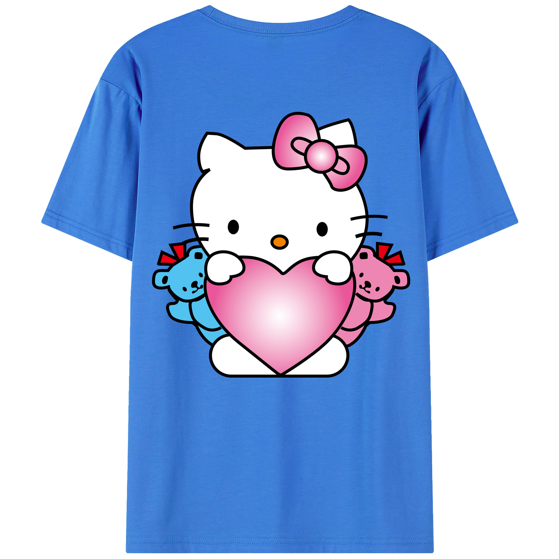 （画像用） Hello Kitty ハローキティ 綿100％ メンズ半袖Tシャツ（バックプリント） 通気性