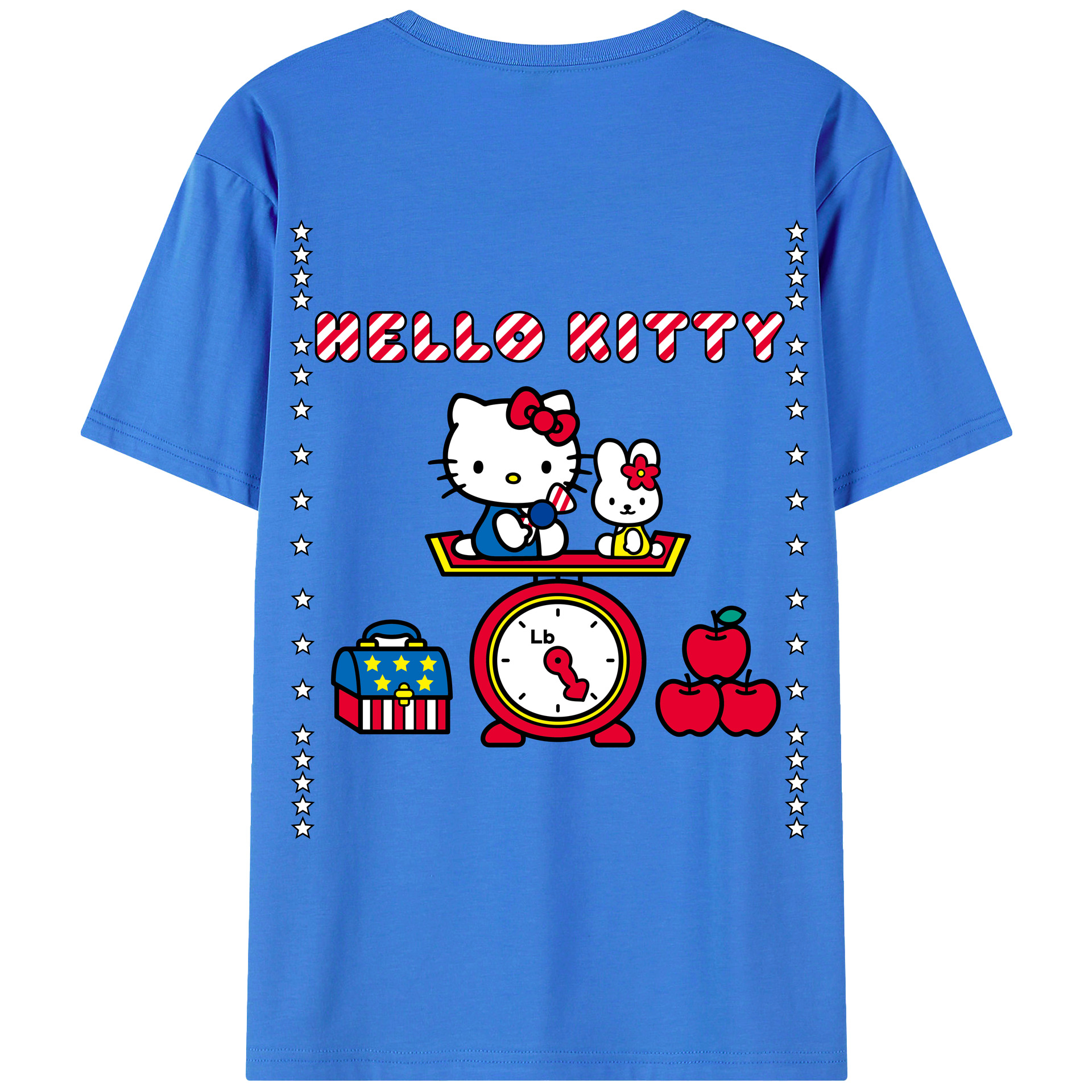 （画像用） Hello Kitty ハローキティ 綿100％ メンズ半袖Tシャツ（バックプリント） 通気性