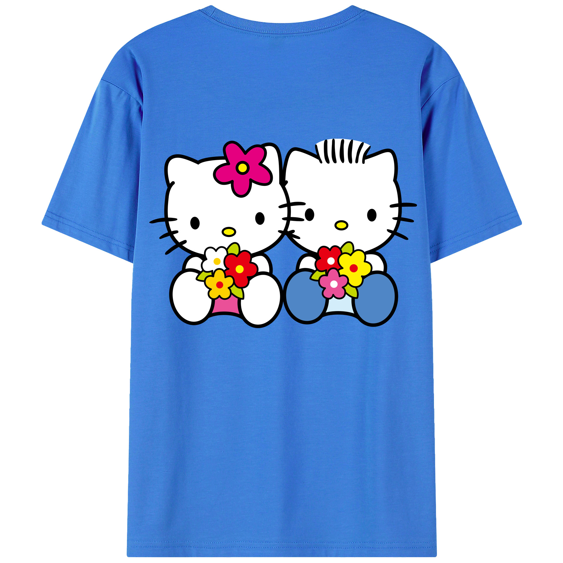 （画像用） Hello Kitty ハローキティ 綿100％ メンズ半袖Tシャツ（バックプリント） 通気性
