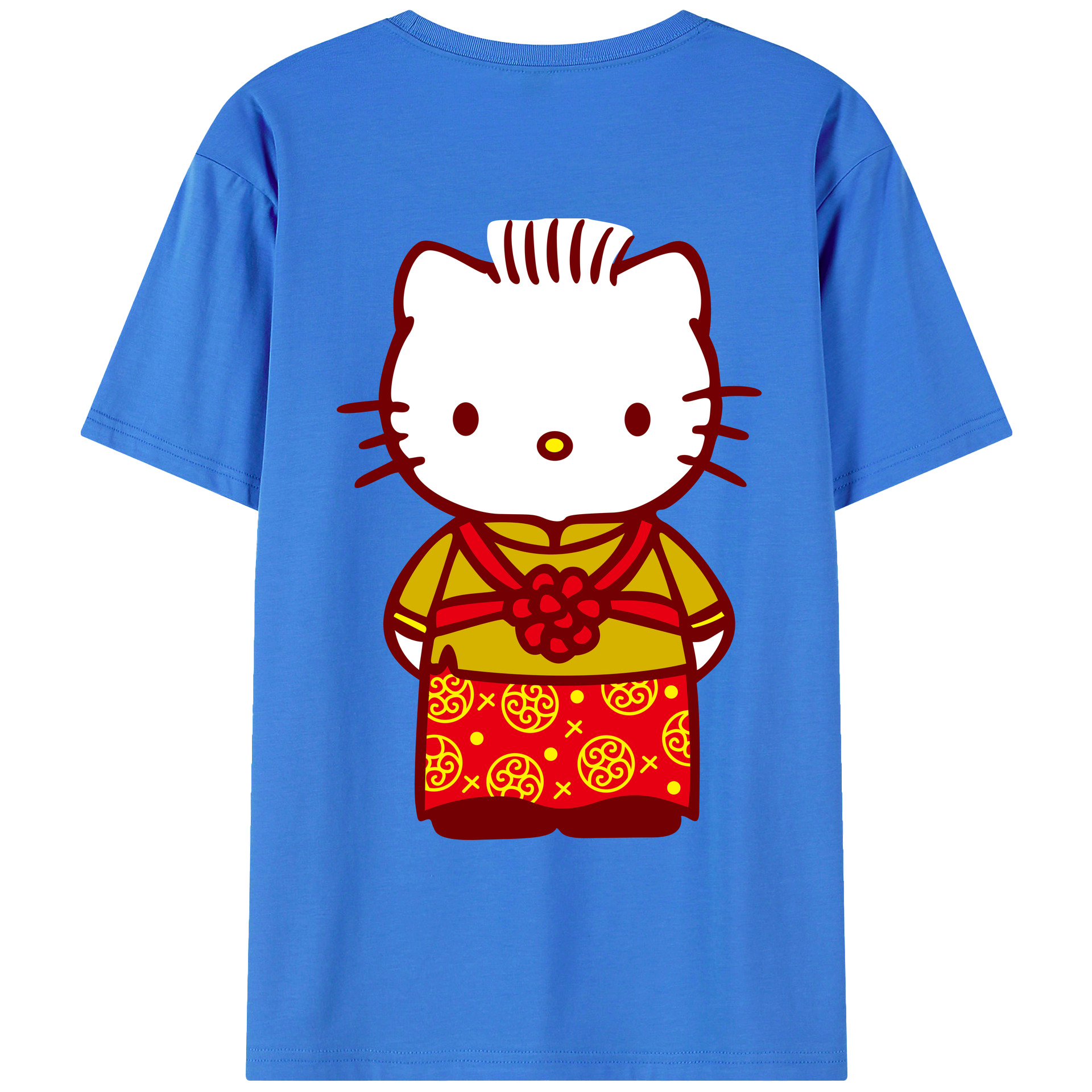 （画像用） Hello Kitty ハローキティ 綿100％ メンズ半袖Tシャツ（バックプリント） 通気性