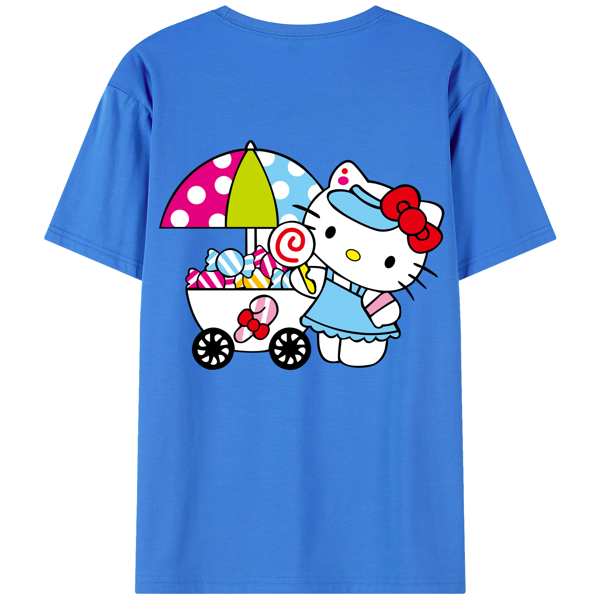 （画像用） Hello Kitty ハローキティ 綿100％ メンズ半袖Tシャツ（バックプリント） 通気性