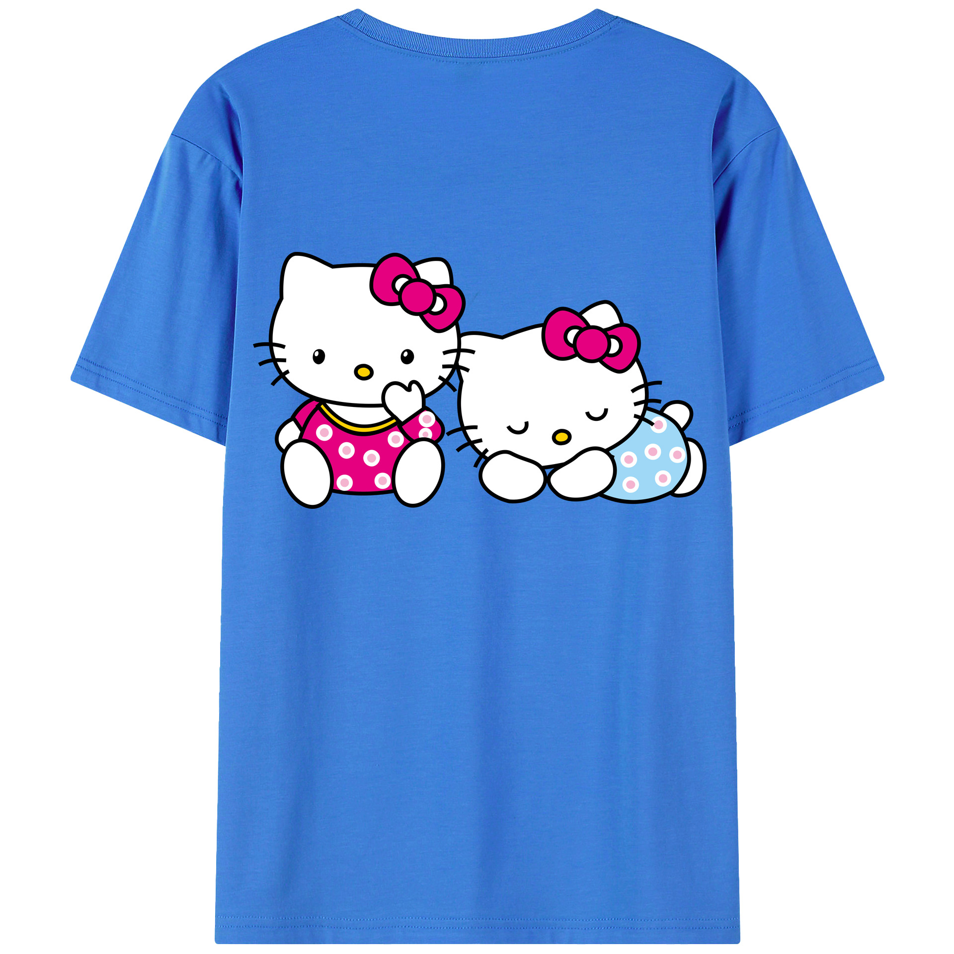 （画像用） Hello Kitty ハローキティ 綿100％ メンズ半袖Tシャツ（バックプリント） 通気性