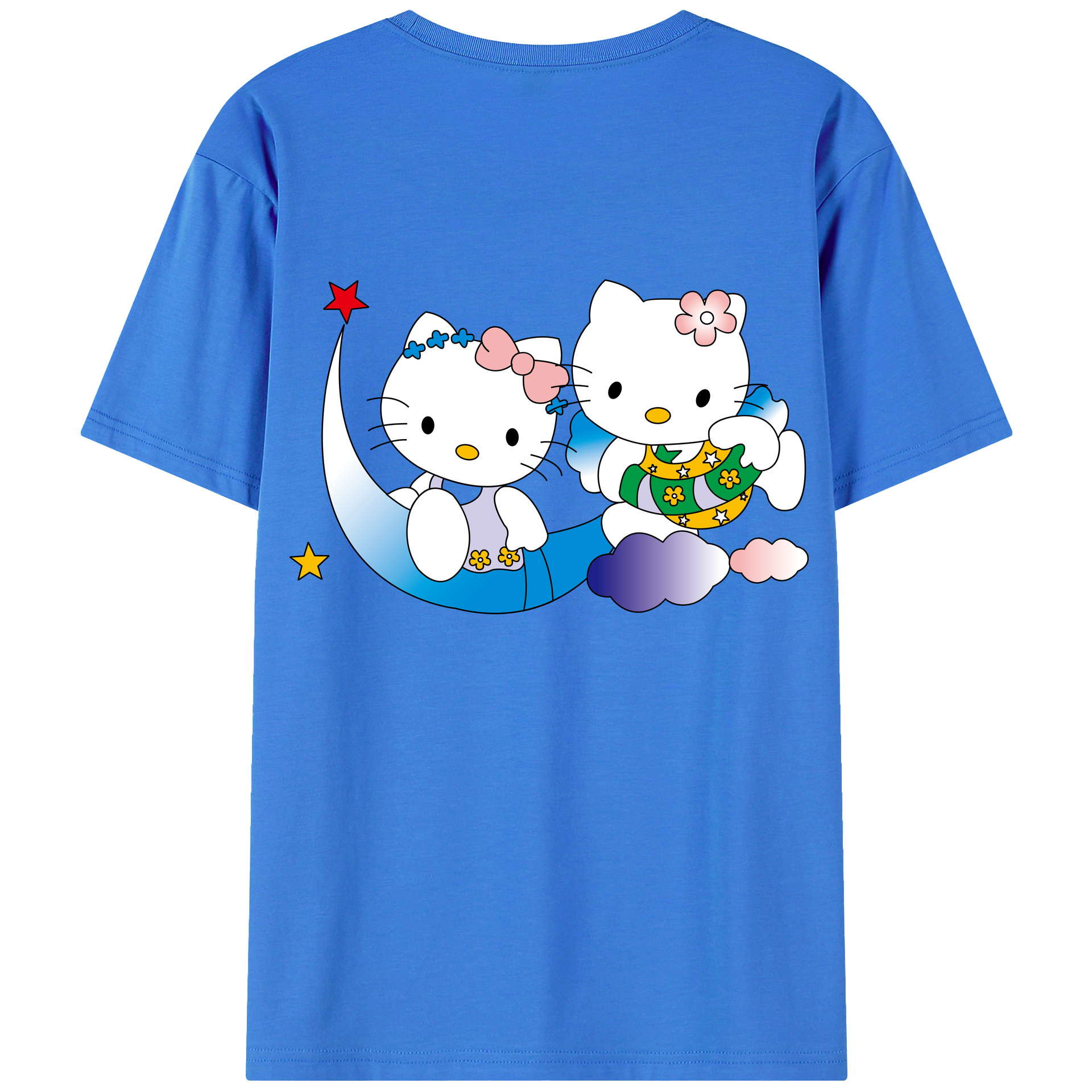 （画像用） Hello Kitty ハローキティ 綿100％ メンズ半袖Tシャツ（バックプリント） 通気性