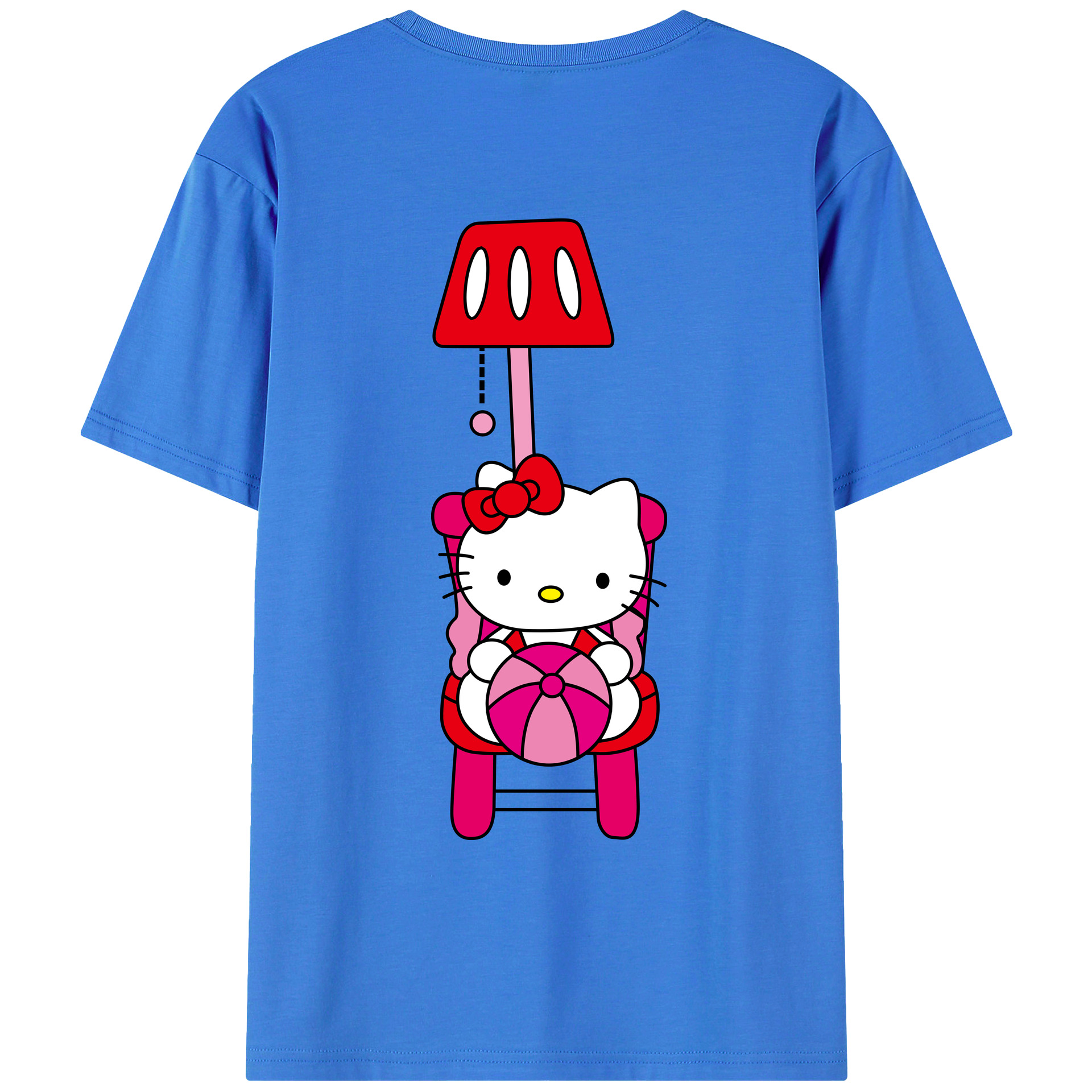（画像用） Hello Kitty ハローキティ 綿100％ メンズ半袖Tシャツ（バックプリント） 通気性