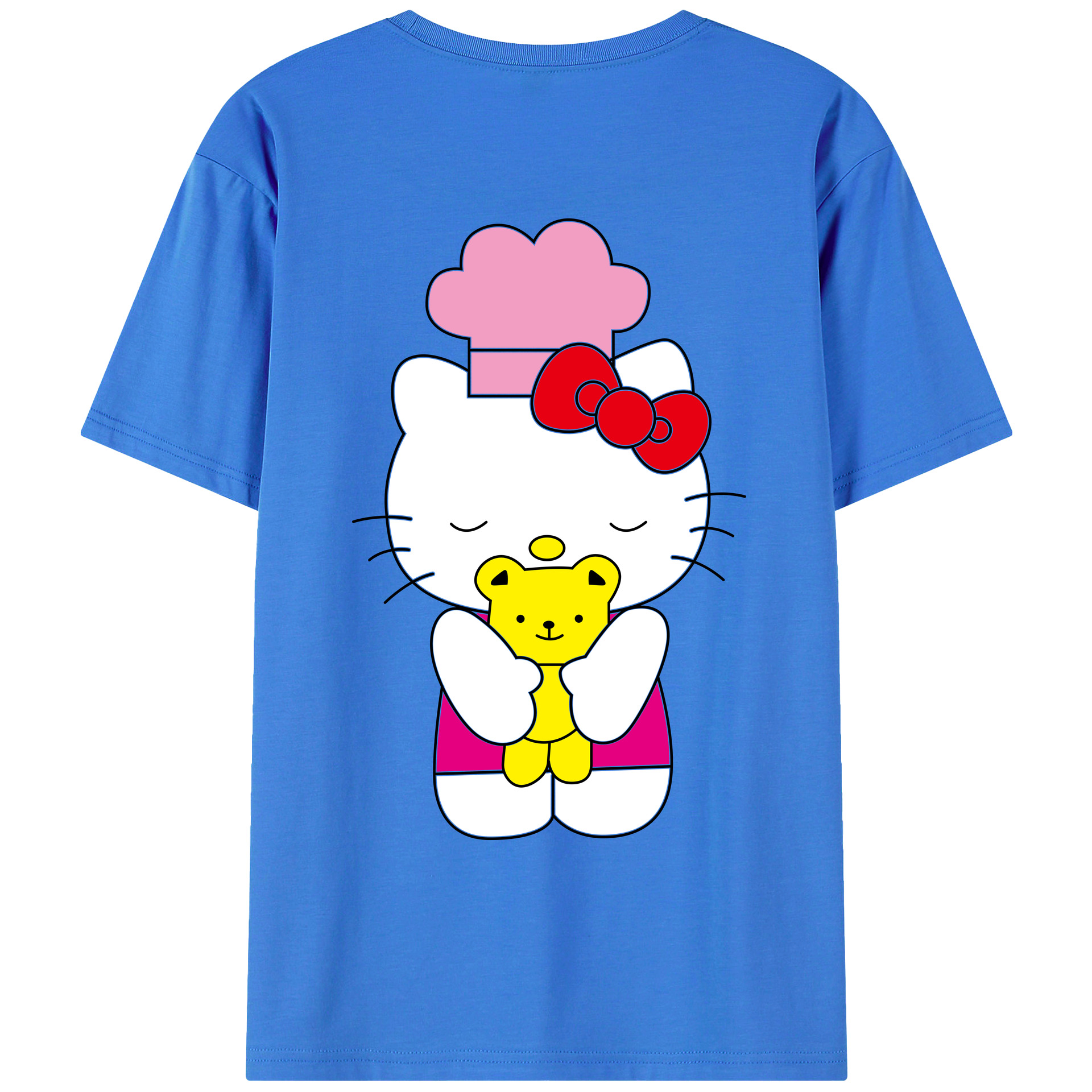 （画像用） Hello Kitty ハローキティ 綿100％ メンズ半袖Tシャツ（バックプリント） 通気性