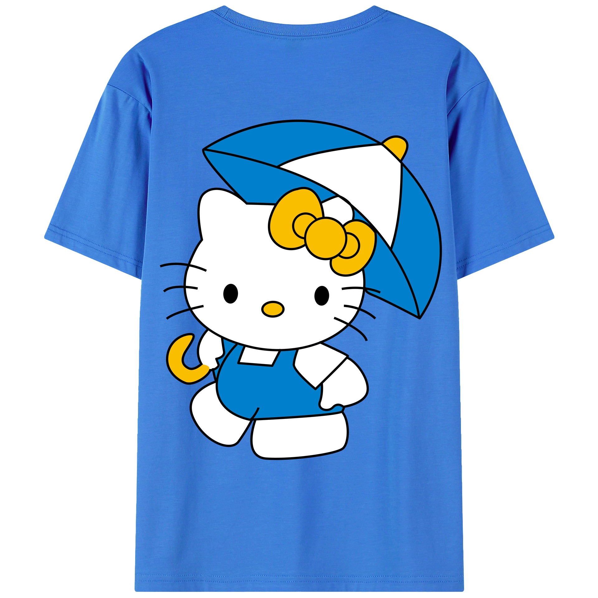 （画像用） Hello Kitty ハローキティ 綿100％ メンズ半袖Tシャツ（バックプリント） 通気性