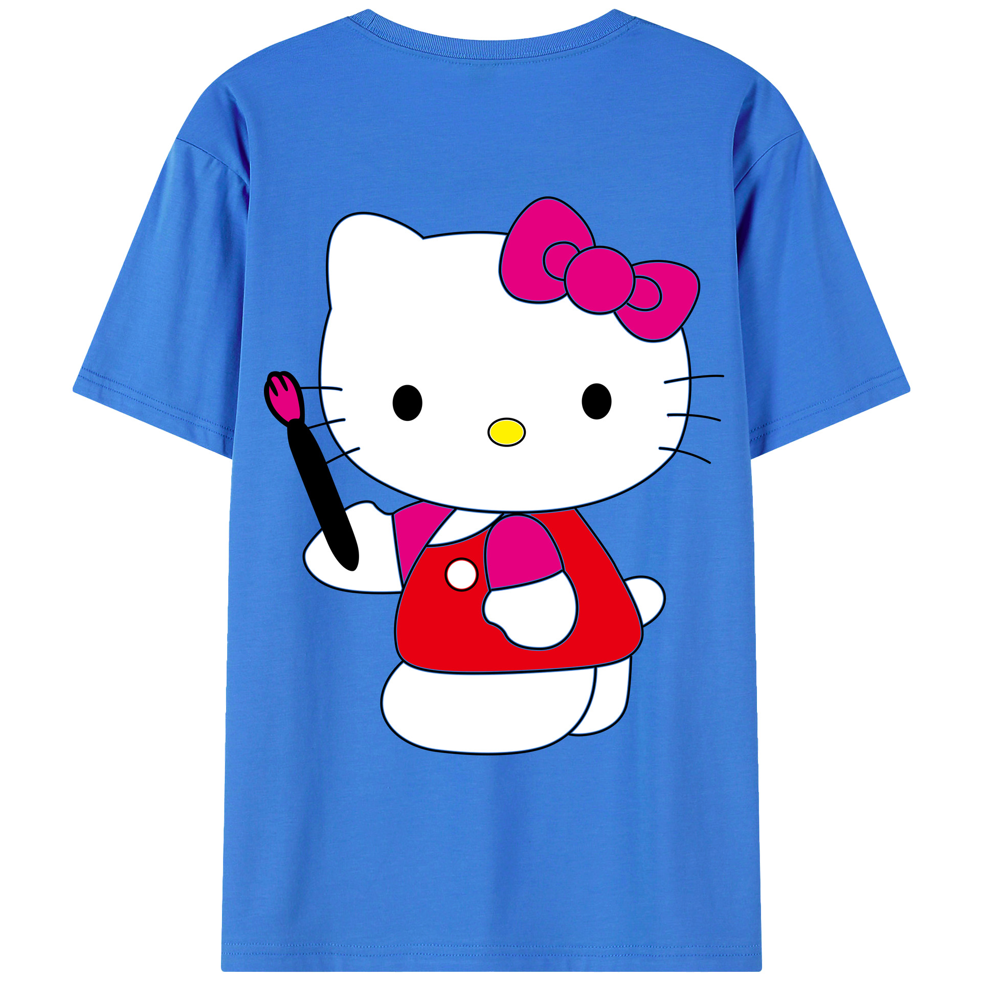 （画像用） Hello Kitty ハローキティ 綿100％ メンズ半袖Tシャツ（バックプリント） 通気性