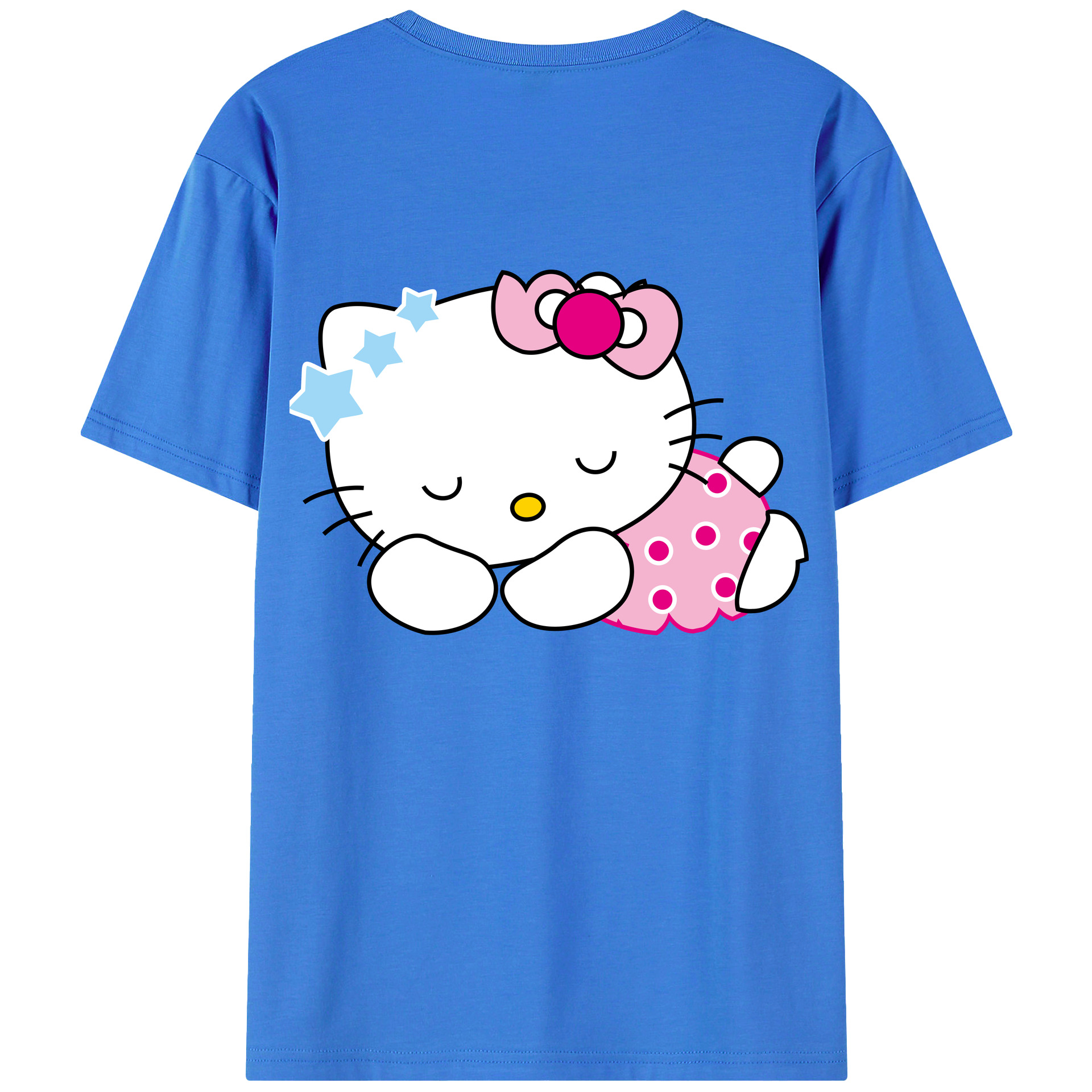 （画像用） Hello Kitty ハローキティ 綿100％ メンズ半袖Tシャツ（バックプリント） 通気性