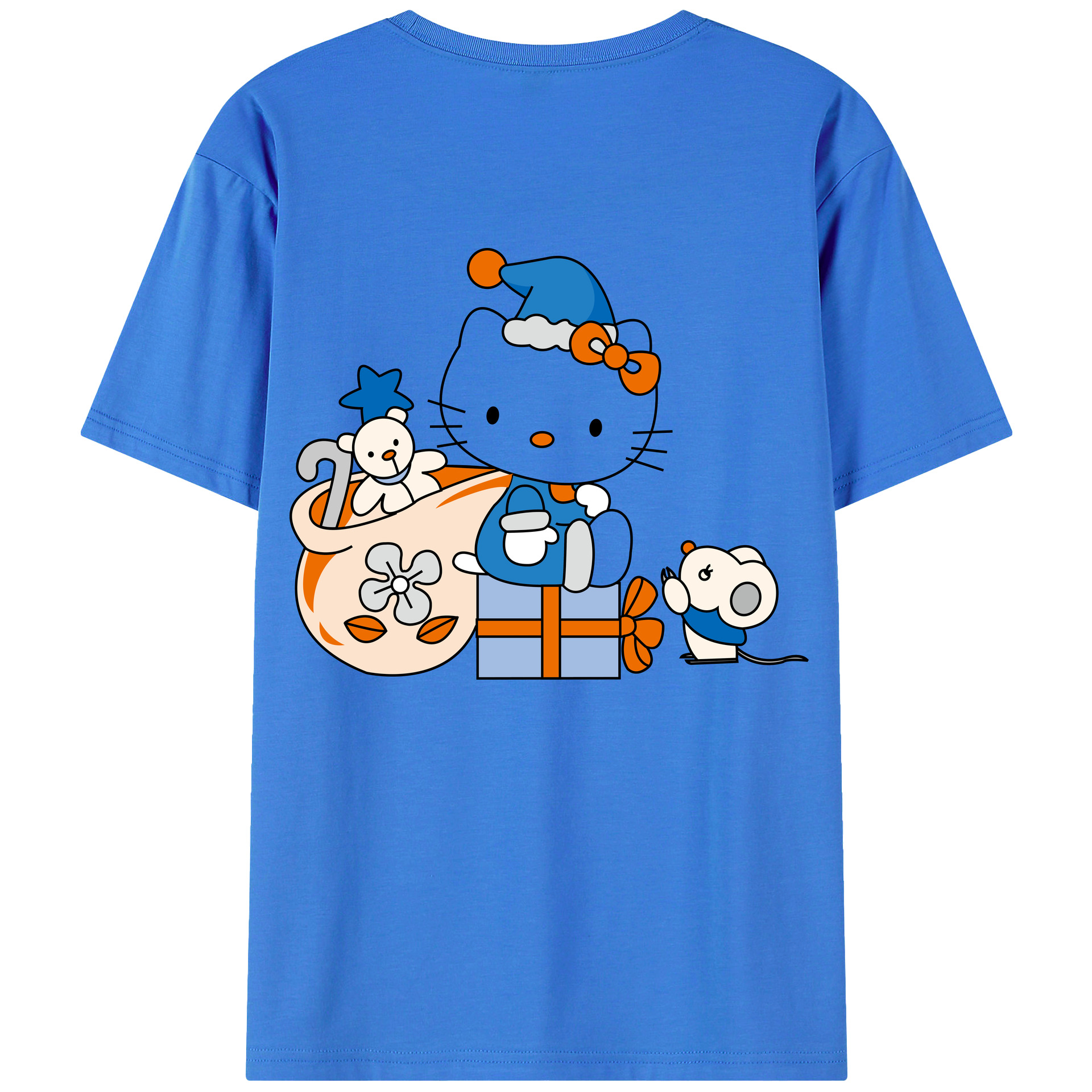 （画像用） Hello Kitty ハローキティ 綿100％ メンズ半袖Tシャツ（バックプリント） 通気性