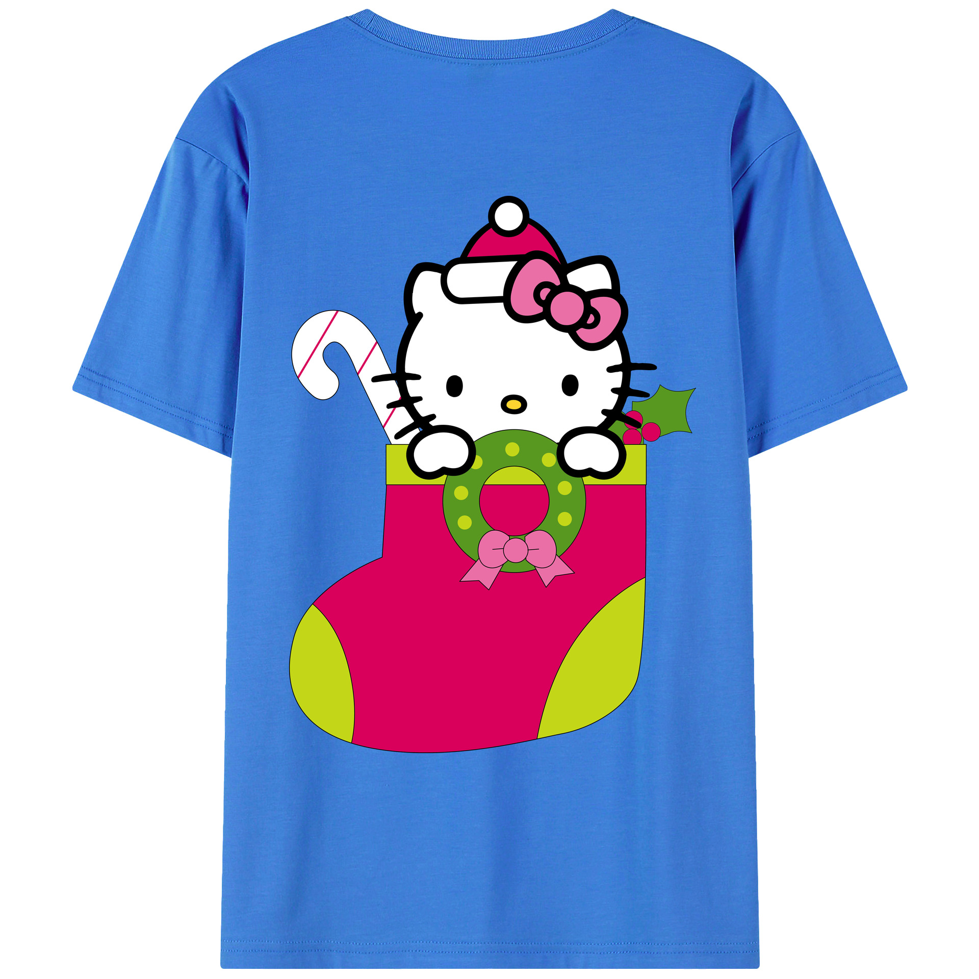 （画像用） Hello Kitty ハローキティ 綿100％ メンズ半袖Tシャツ（バックプリント） 通気性