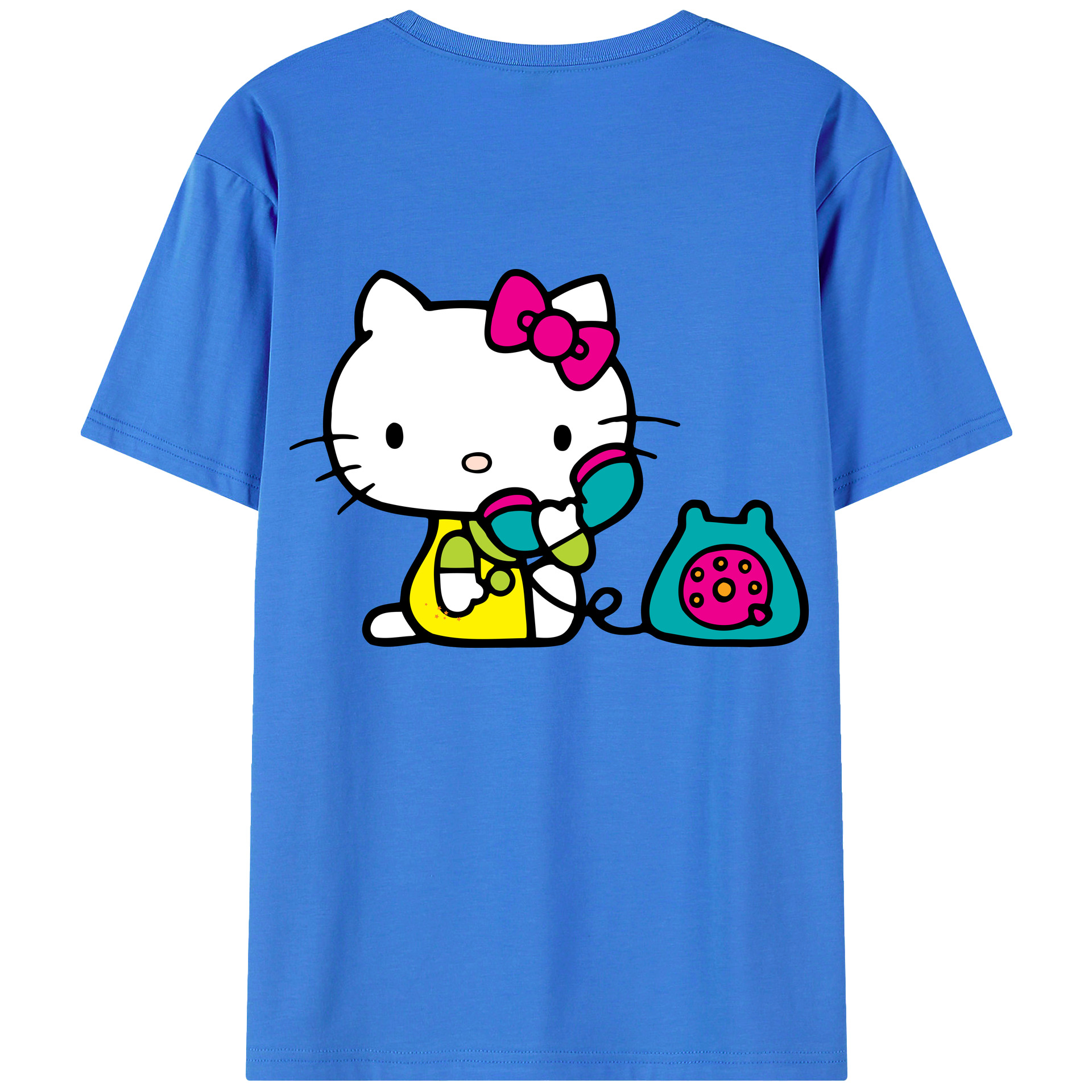 （画像用） Hello Kitty ハローキティ 綿100％ メンズ半袖Tシャツ（バックプリント） 通気性