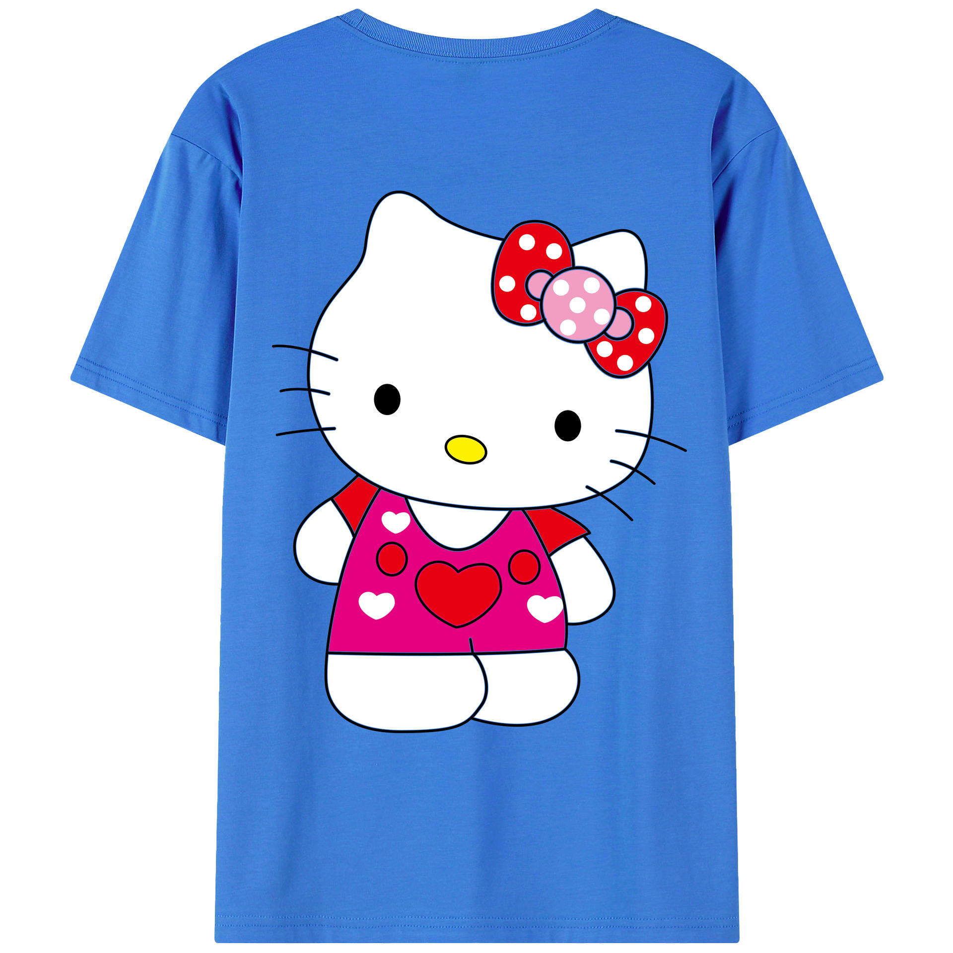 （画像用） Hello Kitty ハローキティ 綿100％ メンズ半袖Tシャツ（バックプリント） 通気性