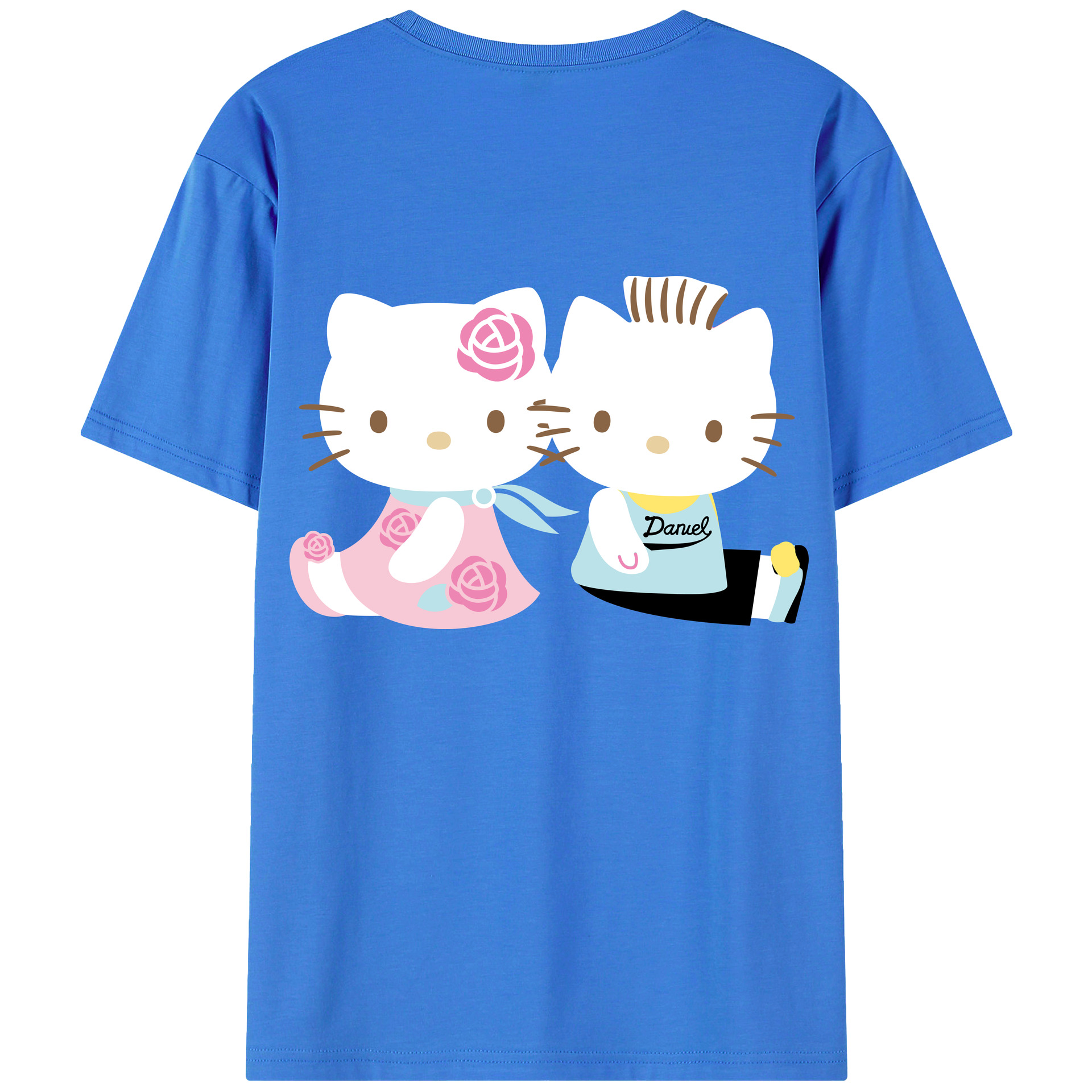 （画像用） Hello Kitty ハローキティ 綿100％ メンズ半袖Tシャツ（バックプリント） 通気性