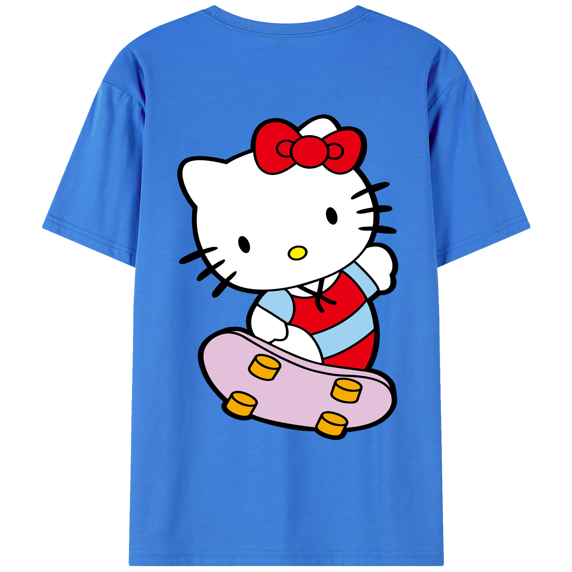 （画像用） Hello Kitty ハローキティ 綿100％ メンズ半袖Tシャツ（バックプリント） 通気性