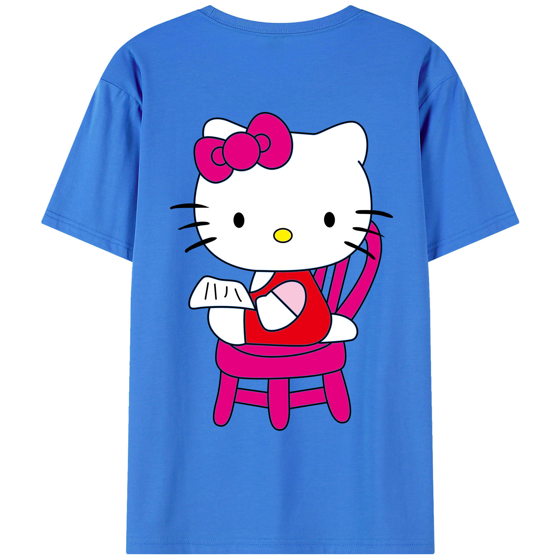 （画像用） Hello Kitty ハローキティ 綿100％ メンズ半袖Tシャツ（バックプリント） 通気性