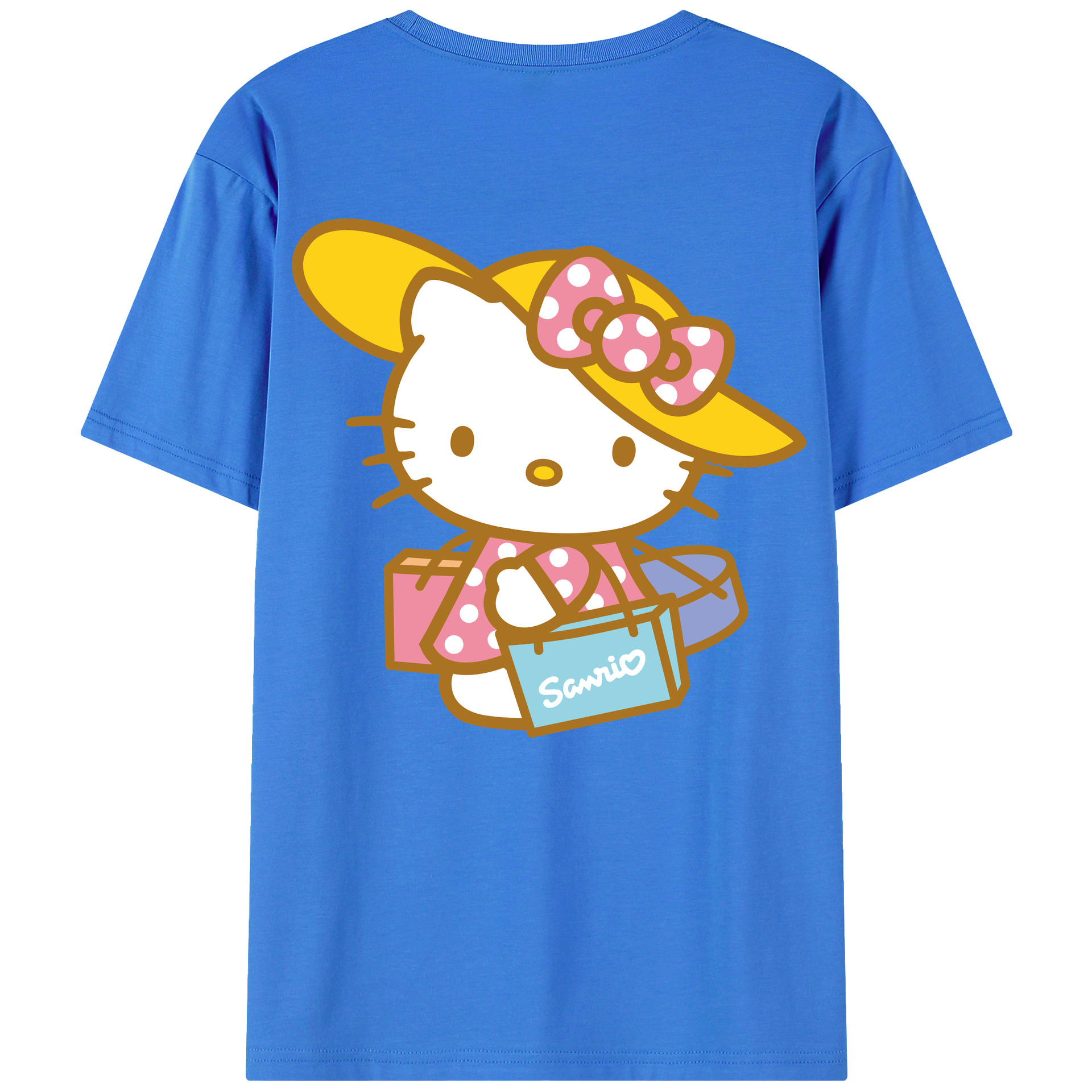 （画像用） Hello Kitty ハローキティ 綿100％ メンズ半袖Tシャツ（バックプリント） 通気性