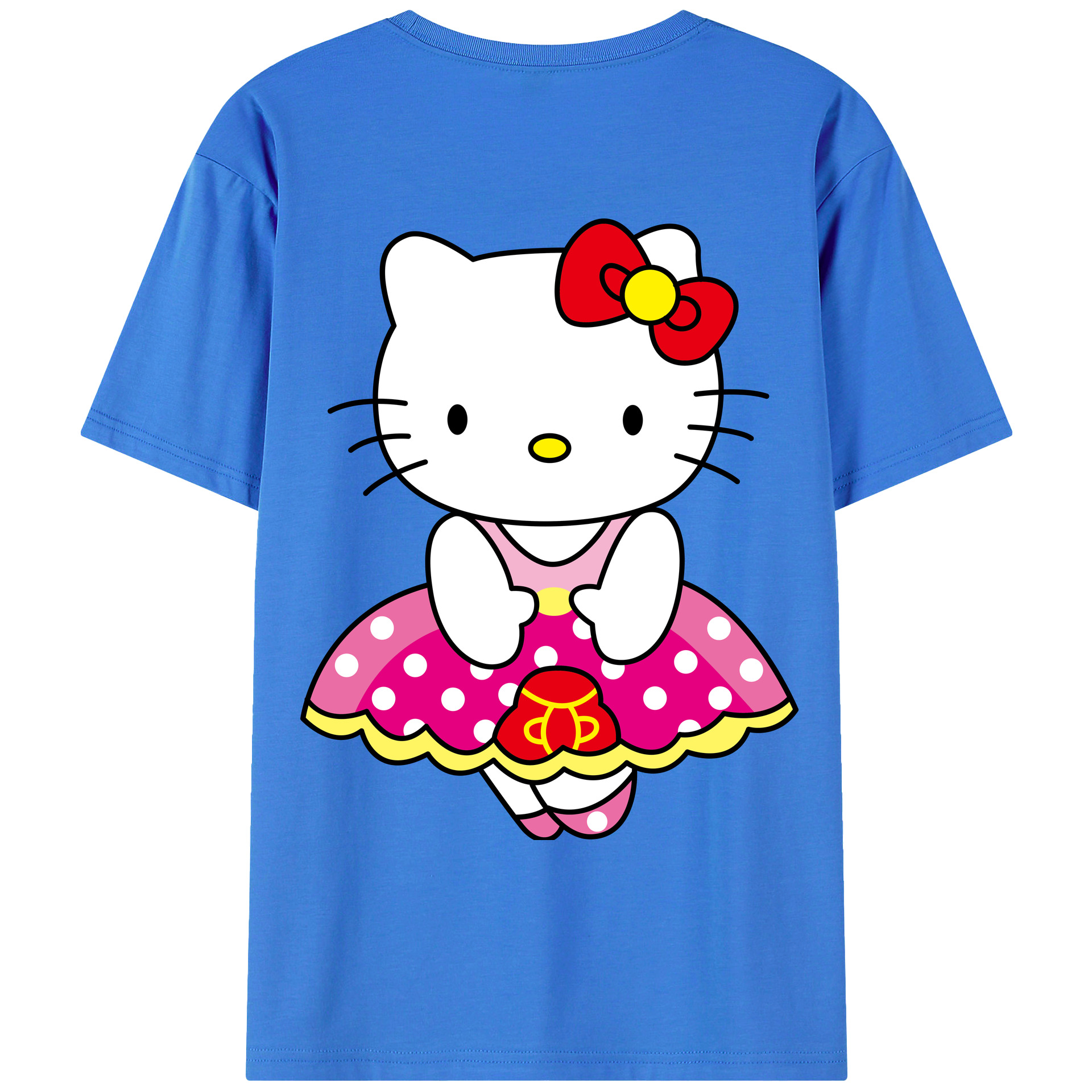 （画像用） Hello Kitty ハローキティ 綿100％ メンズ半袖Tシャツ（バックプリント） 通気性