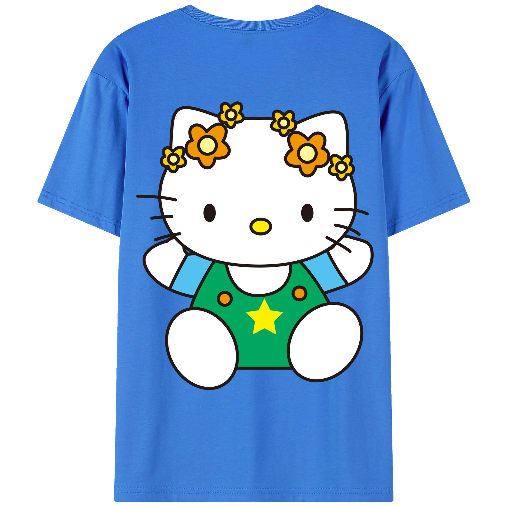 （画像用） Hello Kitty ハローキティ 綿100％ メンズ半袖Tシャツ（バックプリント） 通気性