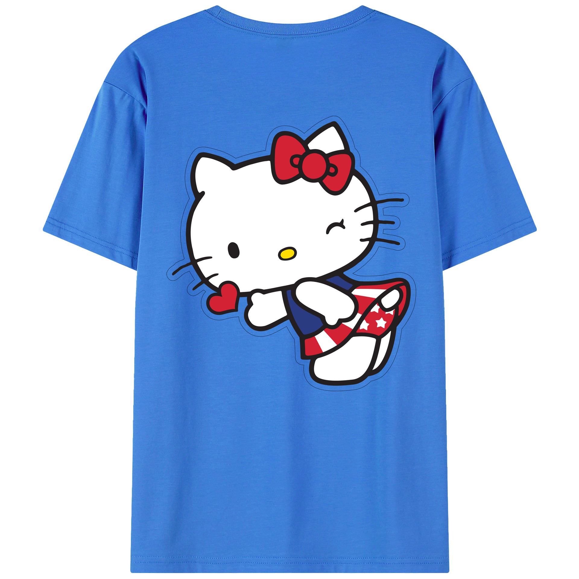 （画像用） Hello Kitty ハローキティ 綿100％ メンズ半袖Tシャツ（バックプリント） 通気性