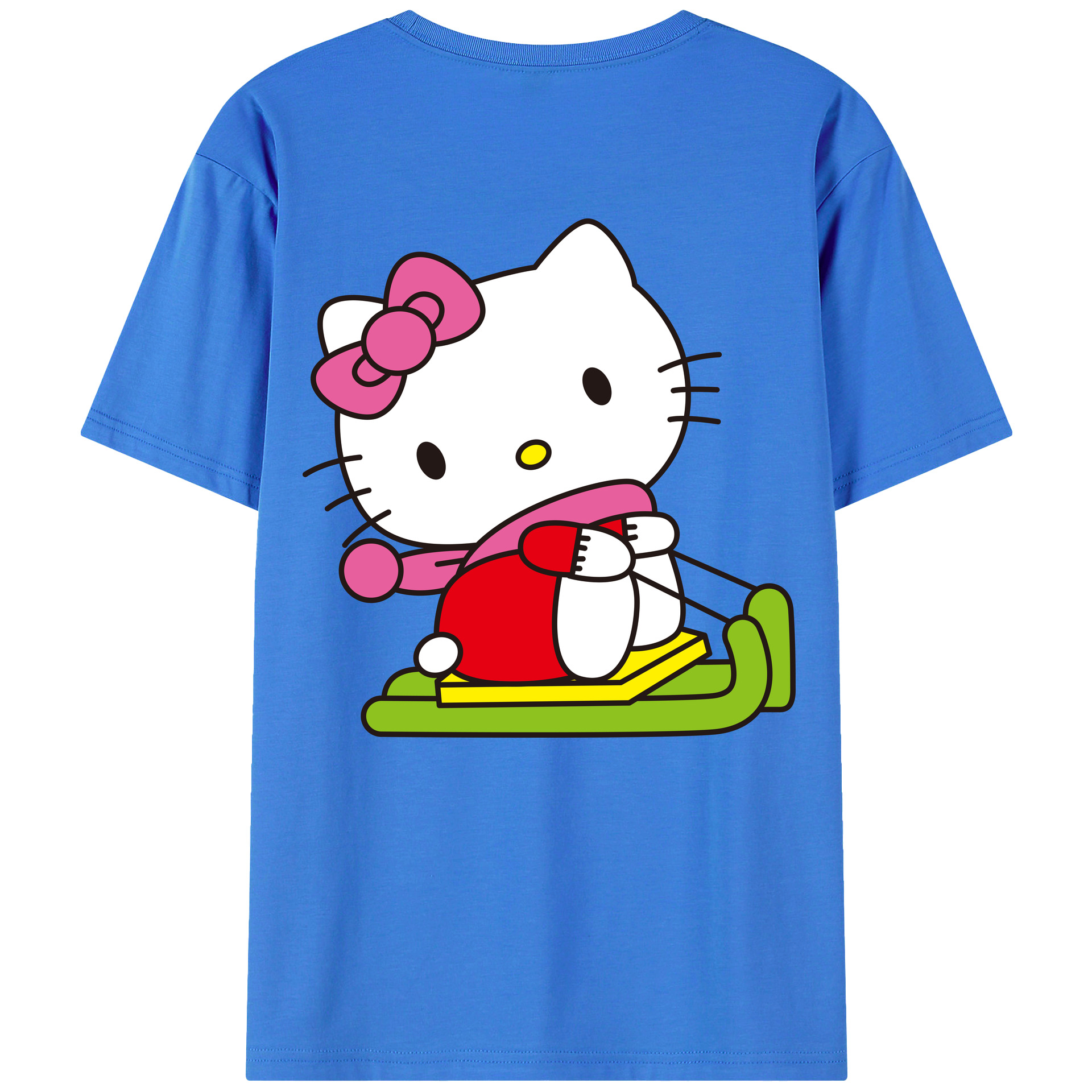 （画像用） Hello Kitty ハローキティ 綿100％ メンズ半袖Tシャツ（バックプリント） 通気性