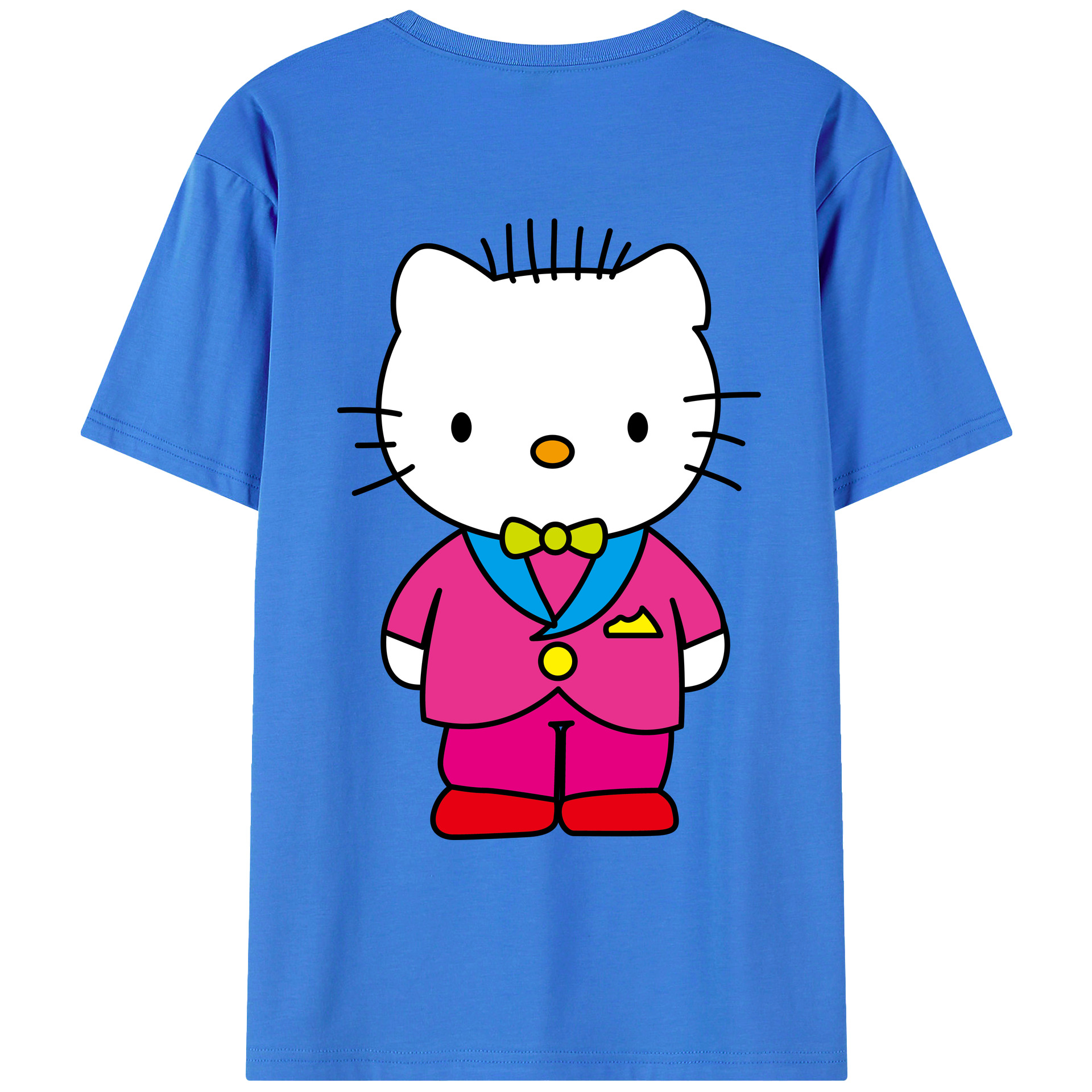 （画像用） Hello Kitty ハローキティ 綿100％ メンズ半袖Tシャツ（バックプリント） 通気性