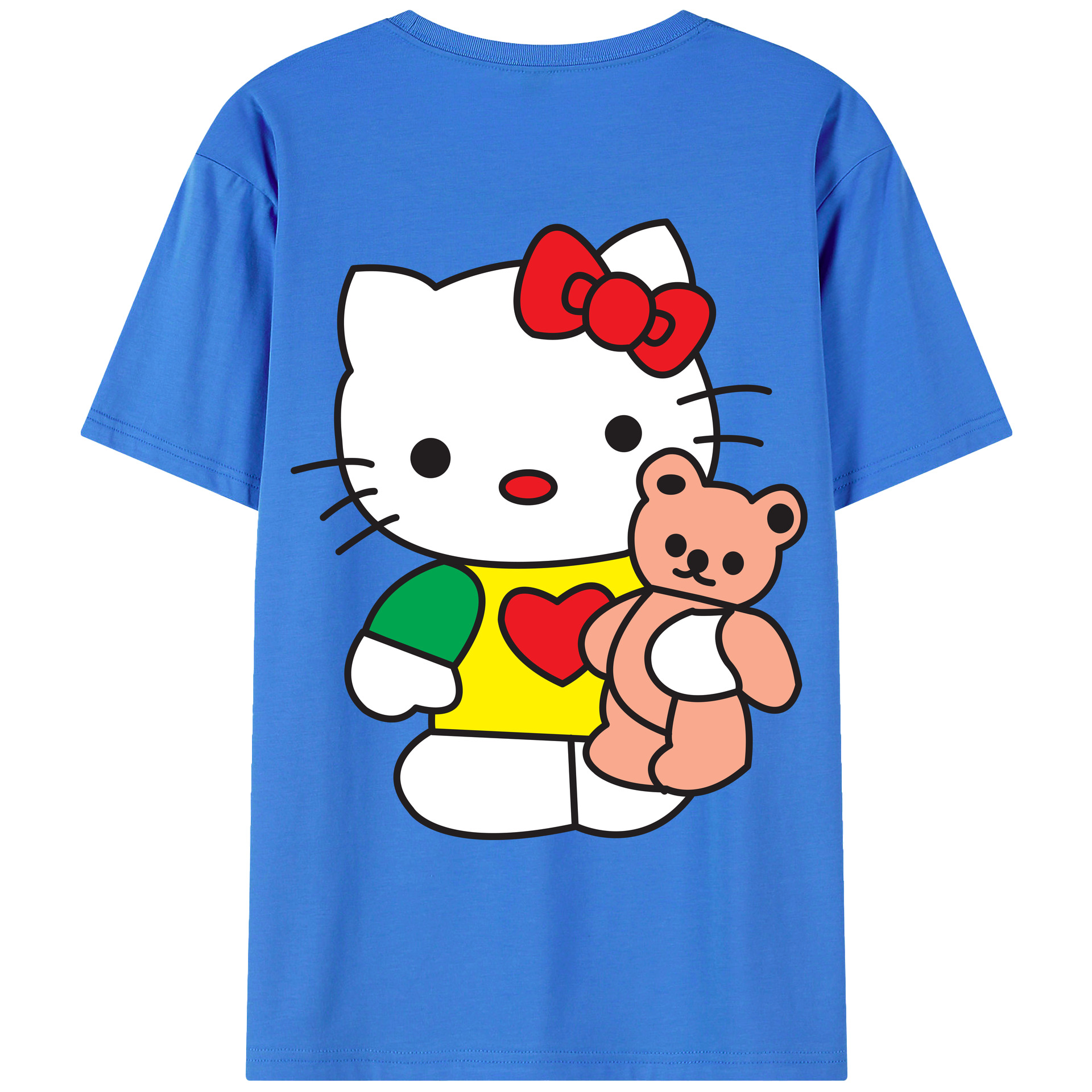 （画像用） Hello Kitty ハローキティ 綿100％ メンズ半袖Tシャツ（バックプリント） 通気性