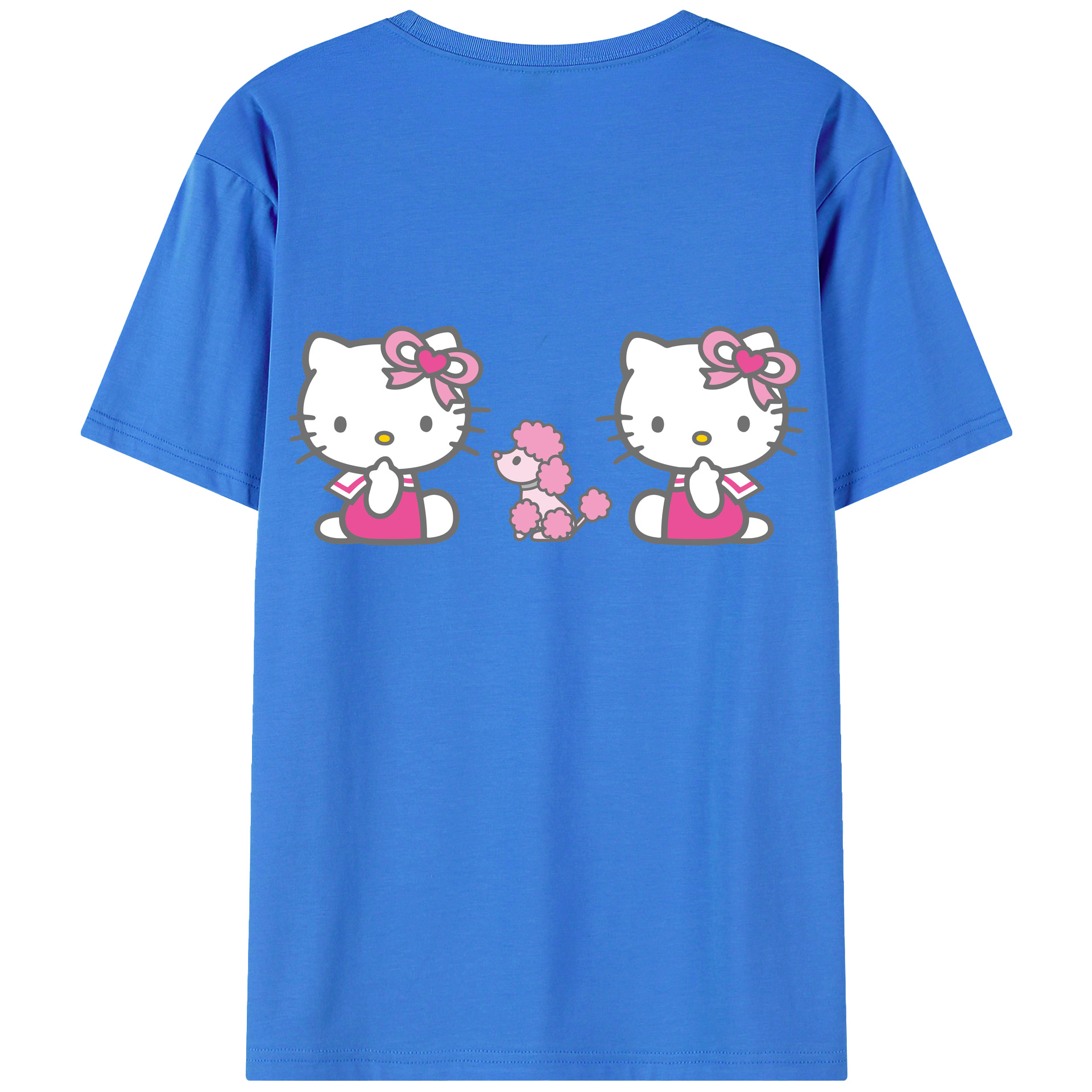 （画像用） Hello Kitty ハローキティ 綿100％ メンズ半袖Tシャツ（バックプリント） 通気性