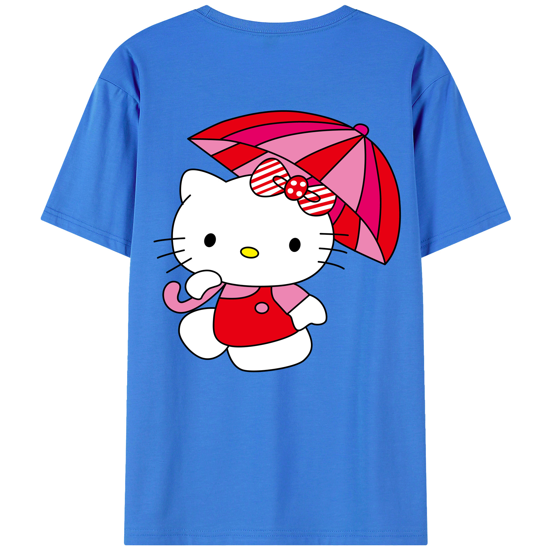 （画像用） Hello Kitty ハローキティ 綿100％ メンズ半袖Tシャツ（バックプリント） 通気性