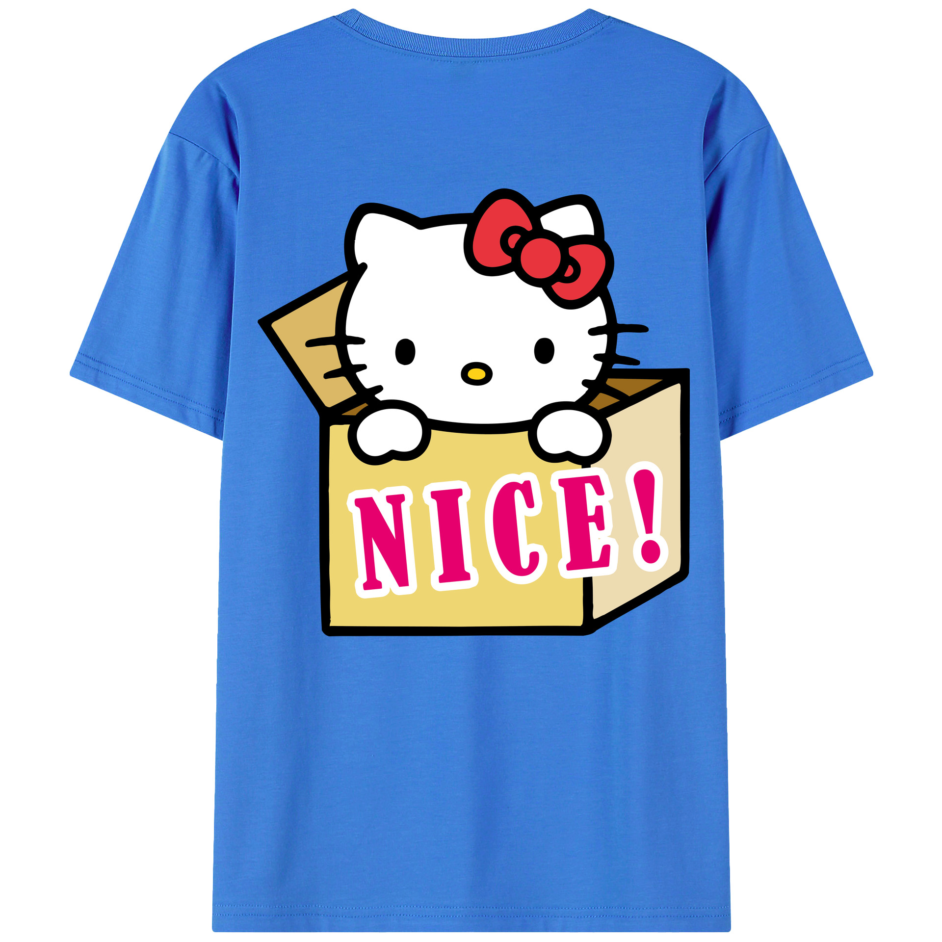 （画像用） Hello Kitty ハローキティ 綿100％ メンズ半袖Tシャツ（バックプリント） 通気性