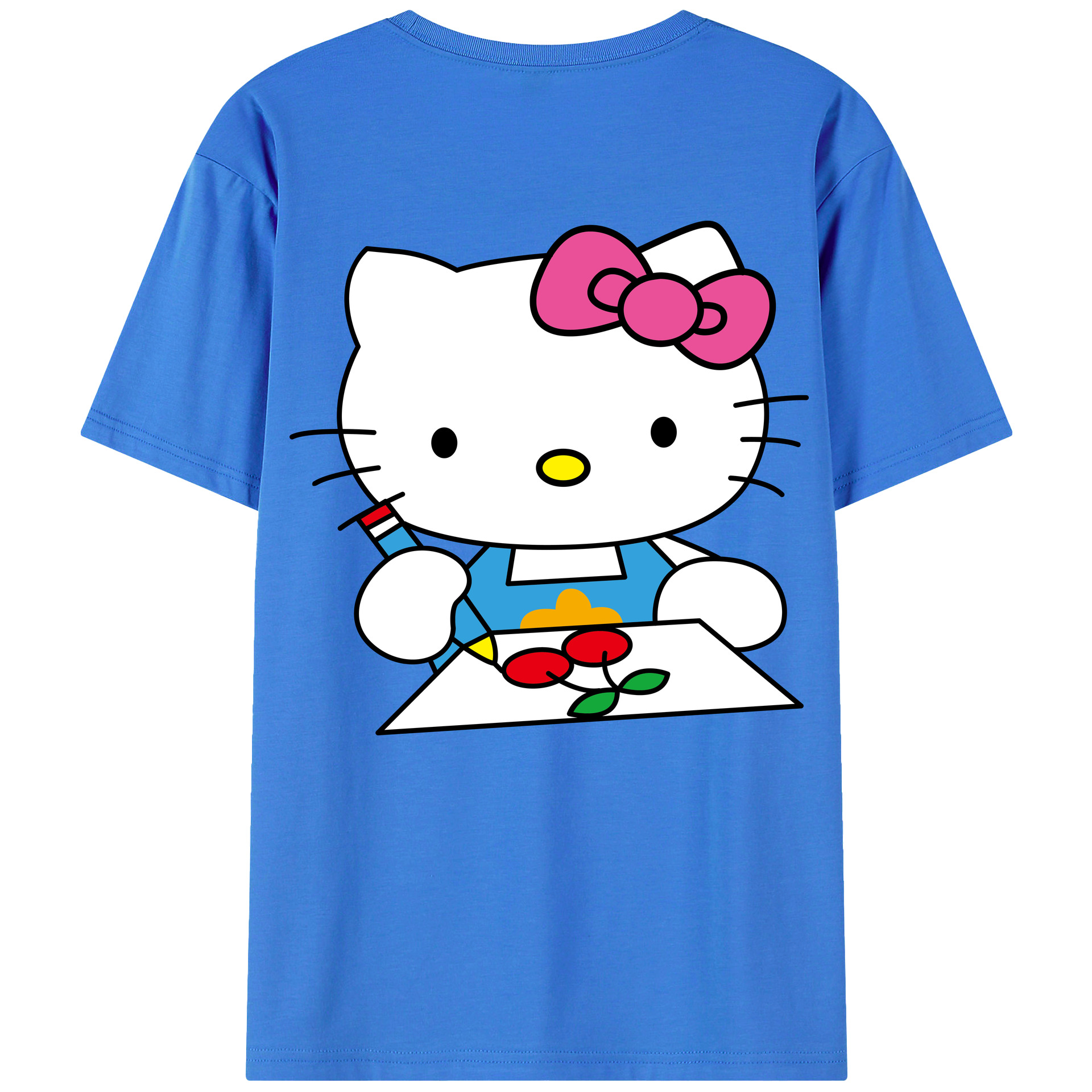 （画像用） Hello Kitty ハローキティ 綿100％ メンズ半袖Tシャツ（バックプリント） 通気性