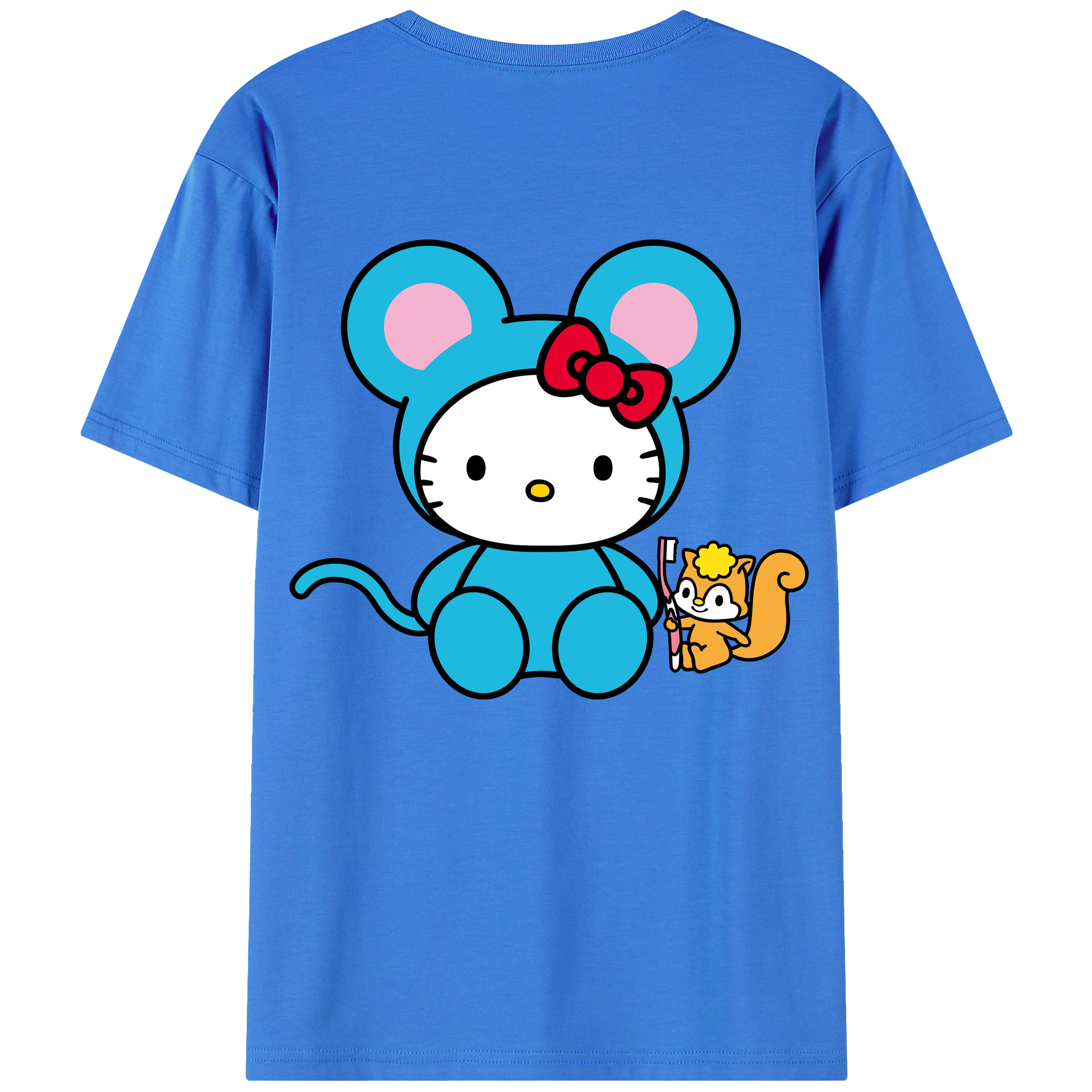 （画像用） Hello Kitty ハローキティ 綿100％ メンズ半袖Tシャツ（バックプリント） 通気性