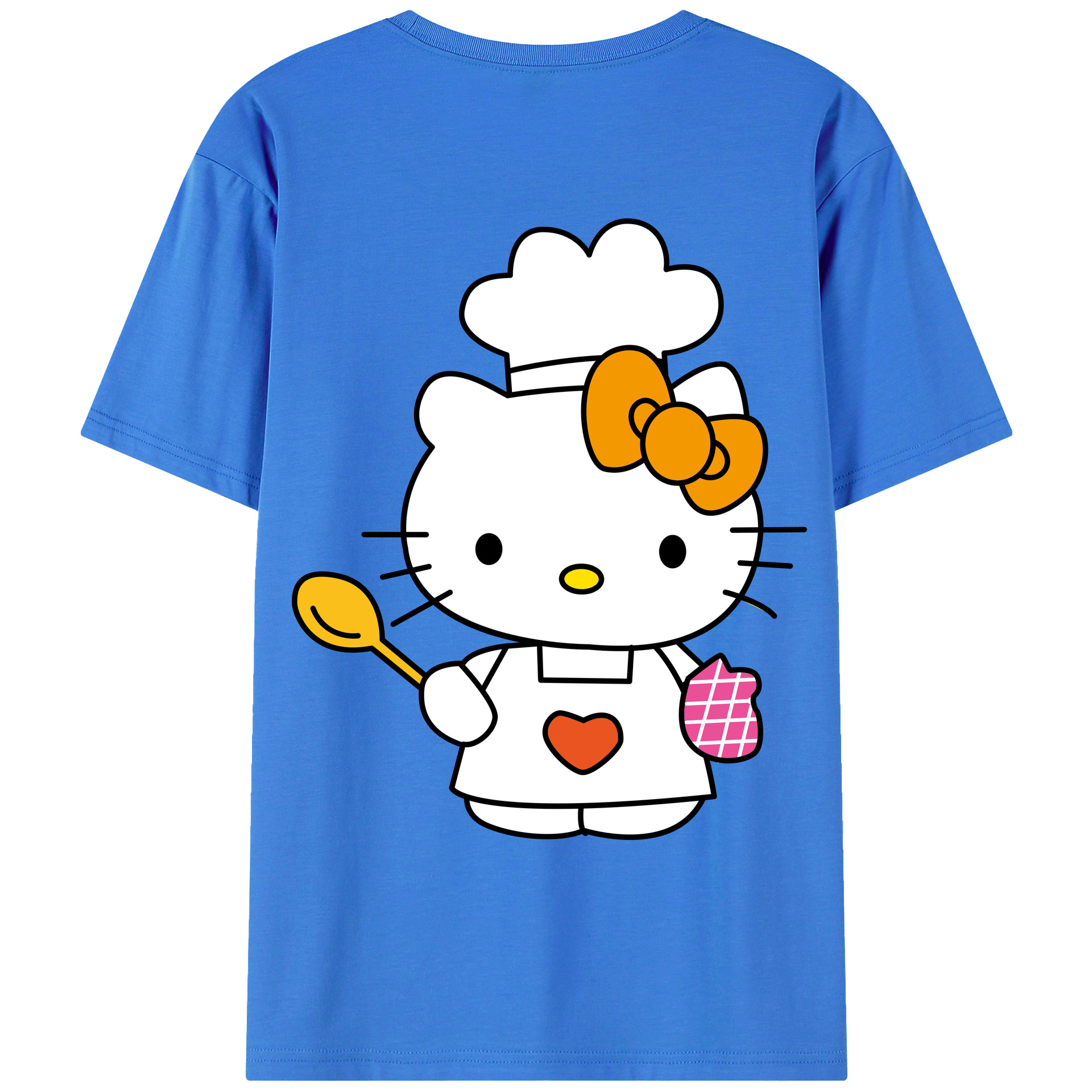 （画像用） Hello Kitty ハローキティ 綿100％ メンズ半袖Tシャツ（バックプリント） 通気性