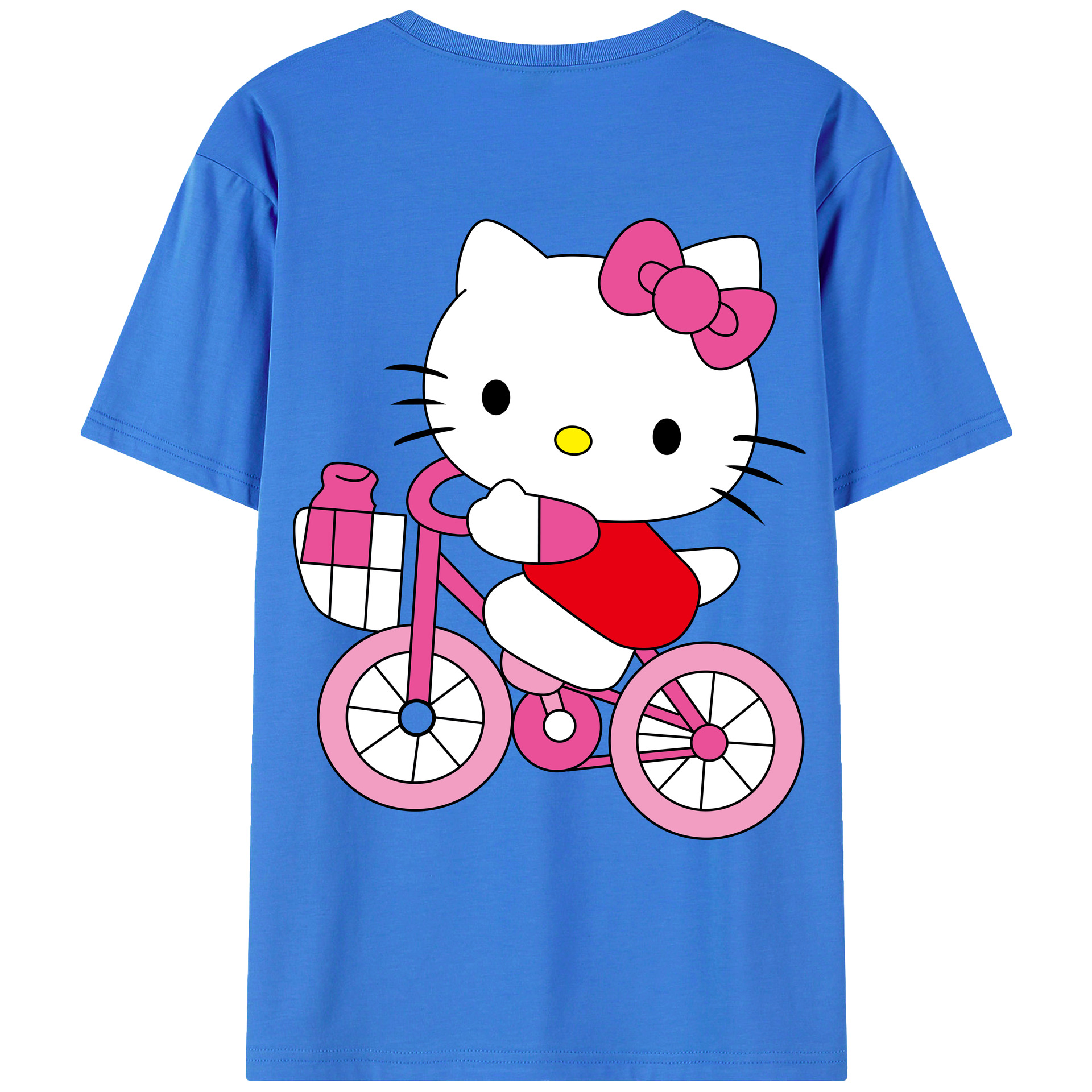 （画像用） Hello Kitty ハローキティ 綿100％ メンズ半袖Tシャツ（バックプリント） 通気性
