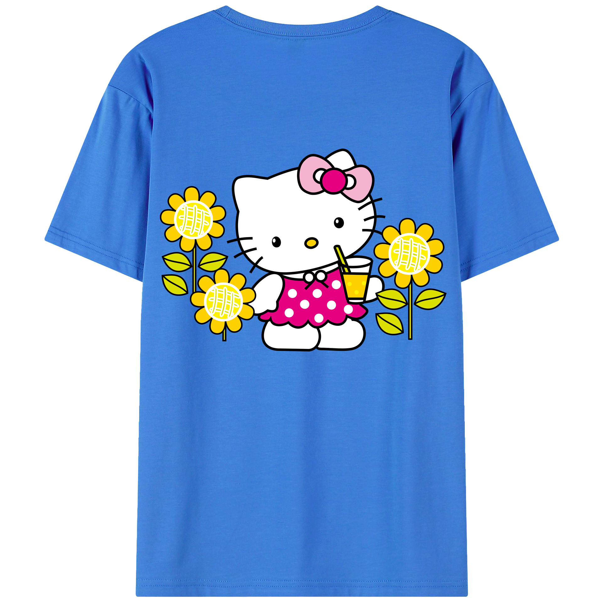 （画像用） Hello Kitty ハローキティ 綿100％ メンズ半袖Tシャツ（バックプリント） 通気性