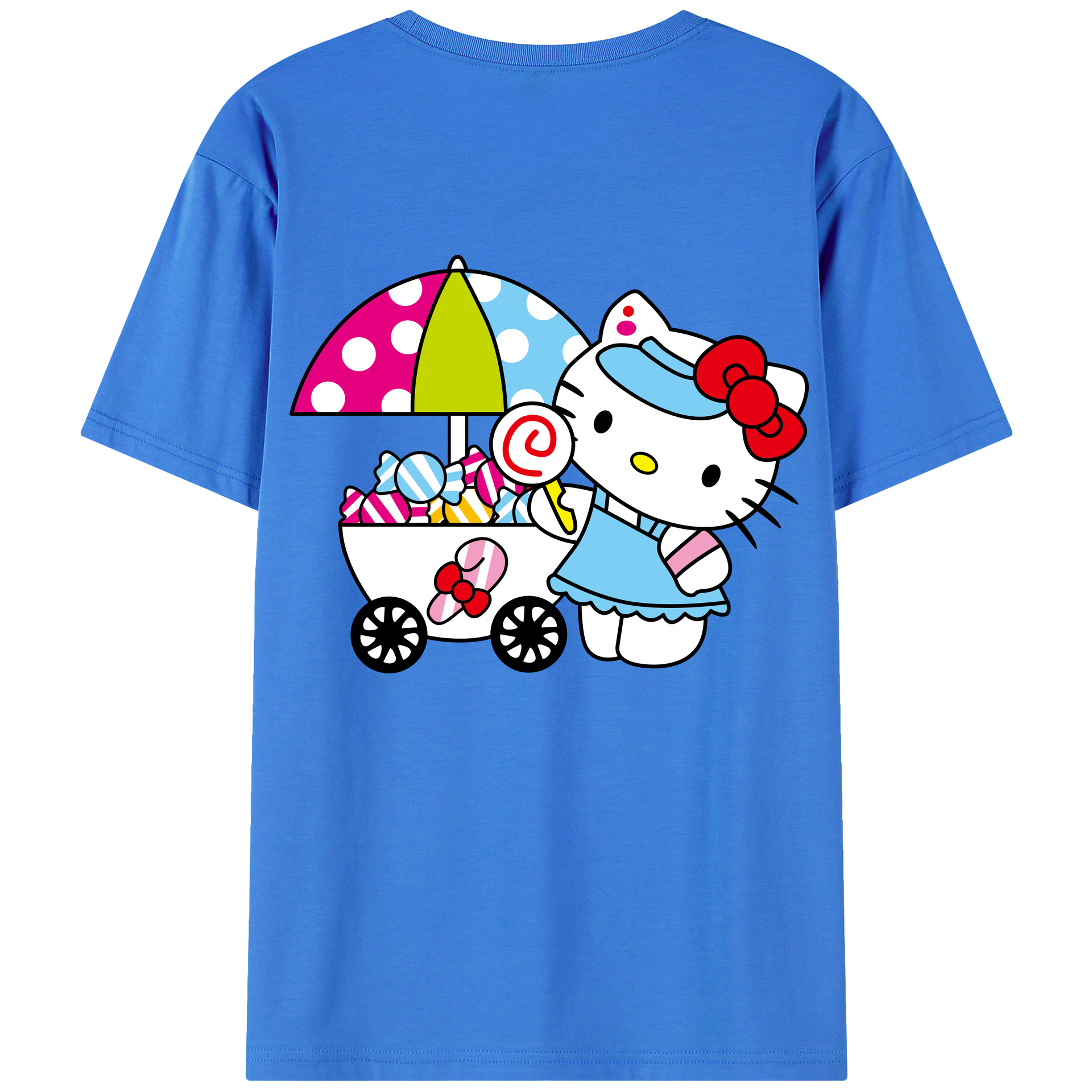 （画像用） Hello Kitty ハローキティ 綿100％ メンズ半袖Tシャツ（バックプリント） 通気性