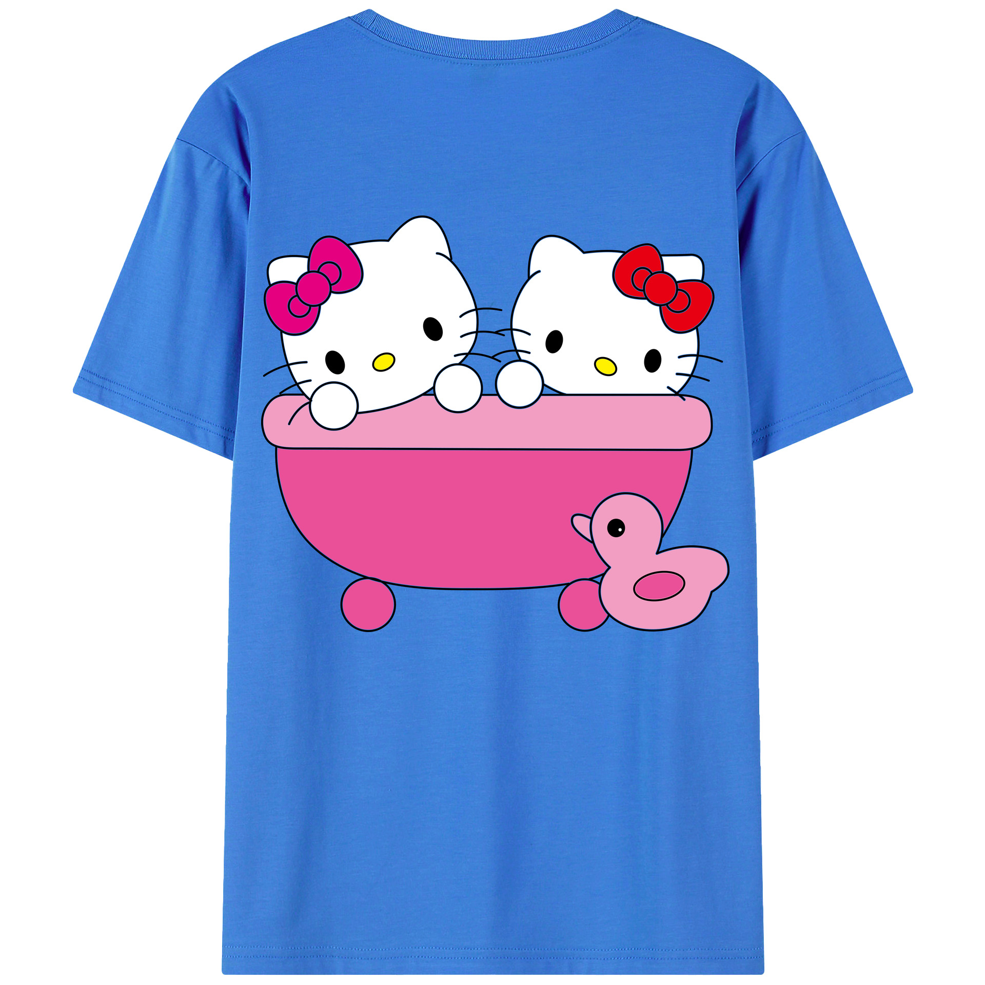 （画像用） Hello Kitty ハローキティ 綿100％ メンズ半袖Tシャツ（バックプリント） 通気性