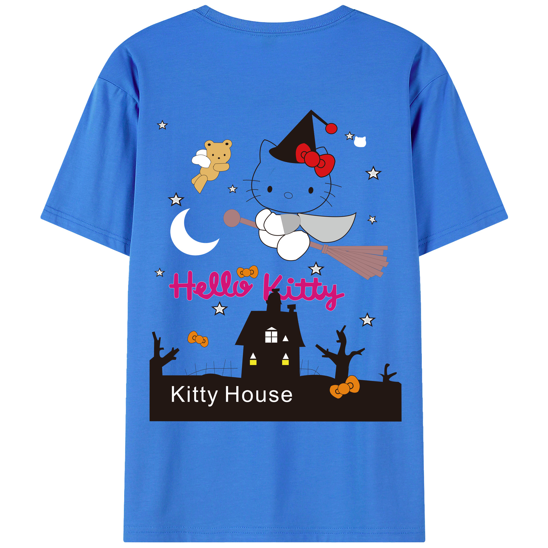 （画像用） Hello Kitty ハローキティ 綿100％ メンズ半袖Tシャツ（バックプリント） 通気性
