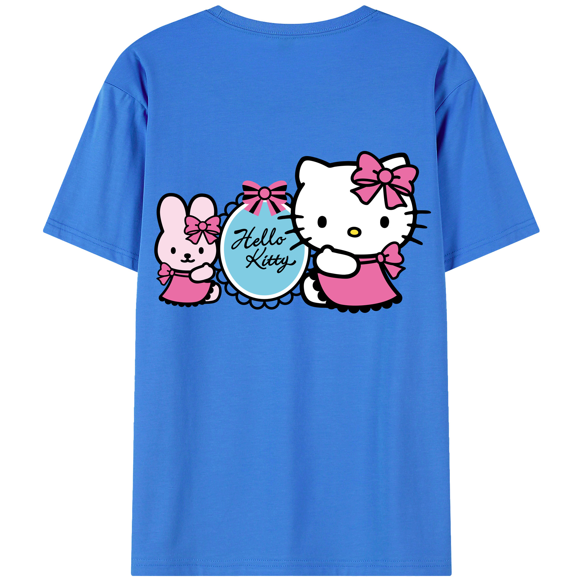 （画像用） Hello Kitty ハローキティ 綿100％ メンズ半袖Tシャツ（バックプリント） 通気性