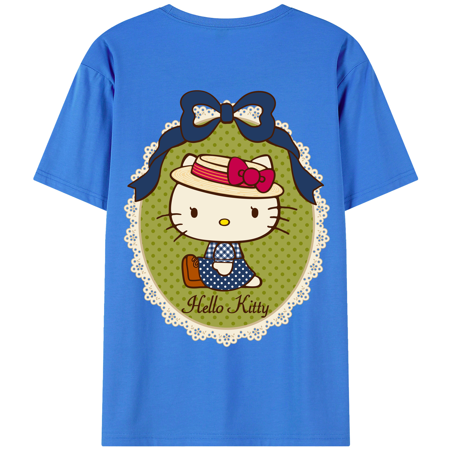 （画像用） Hello Kitty ハローキティ 綿100％ メンズ半袖Tシャツ（バックプリント） 通気性
