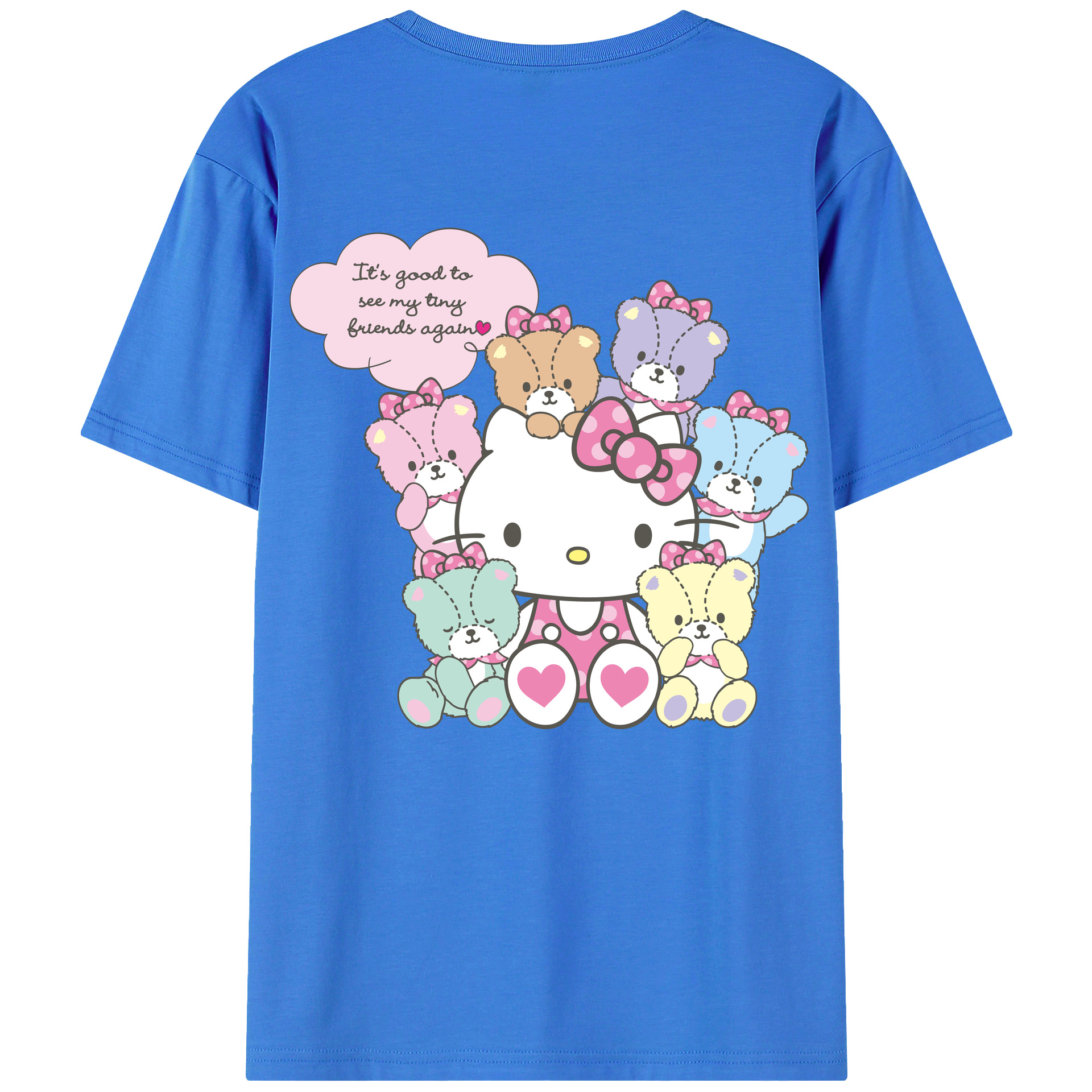 （画像用） Hello Kitty ハローキティ 綿100％ メンズ半袖Tシャツ（バックプリント） 通気性