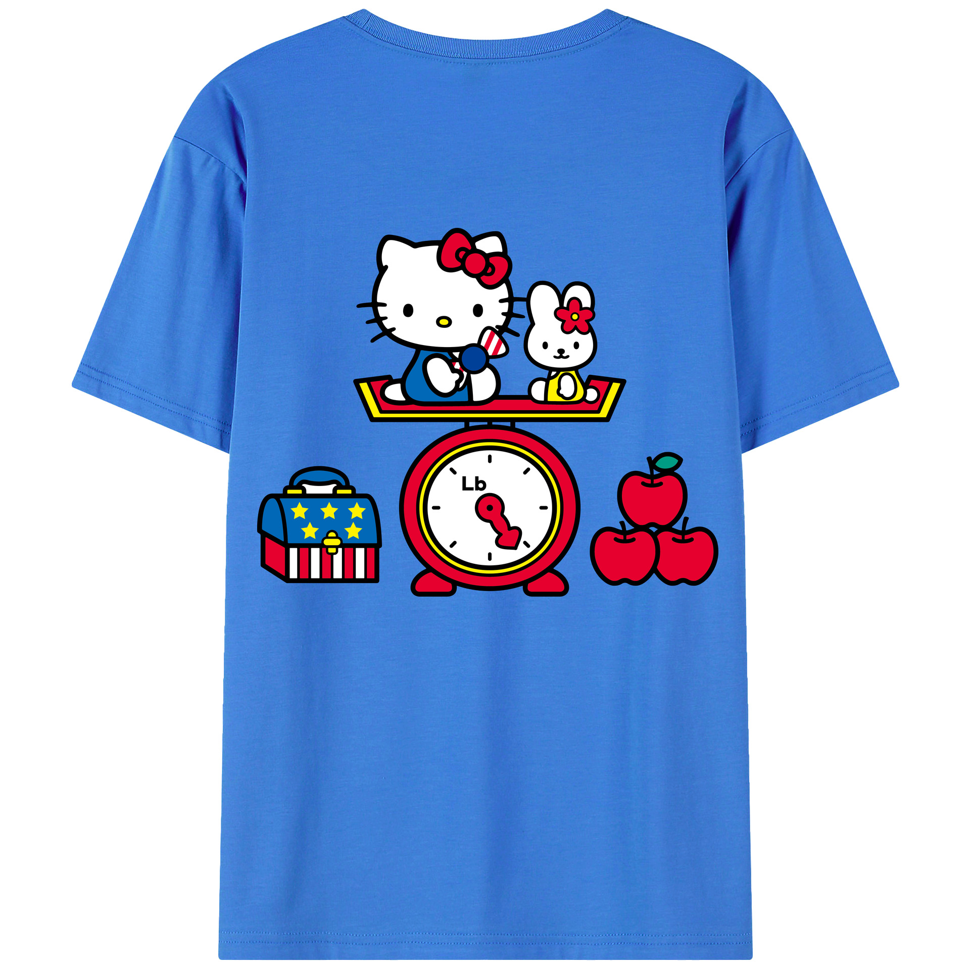 （画像用） Hello Kitty ハローキティ 綿100％ メンズ半袖Tシャツ（バックプリント） 通気性