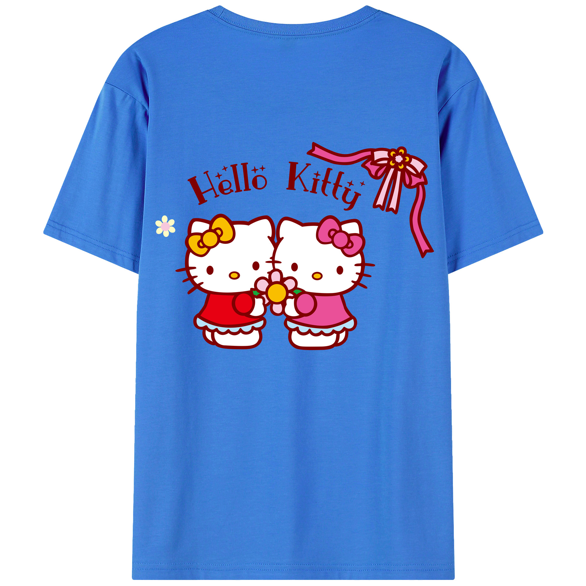 （画像用） Hello Kitty ハローキティ 綿100％ メンズ半袖Tシャツ（バックプリント） 通気性