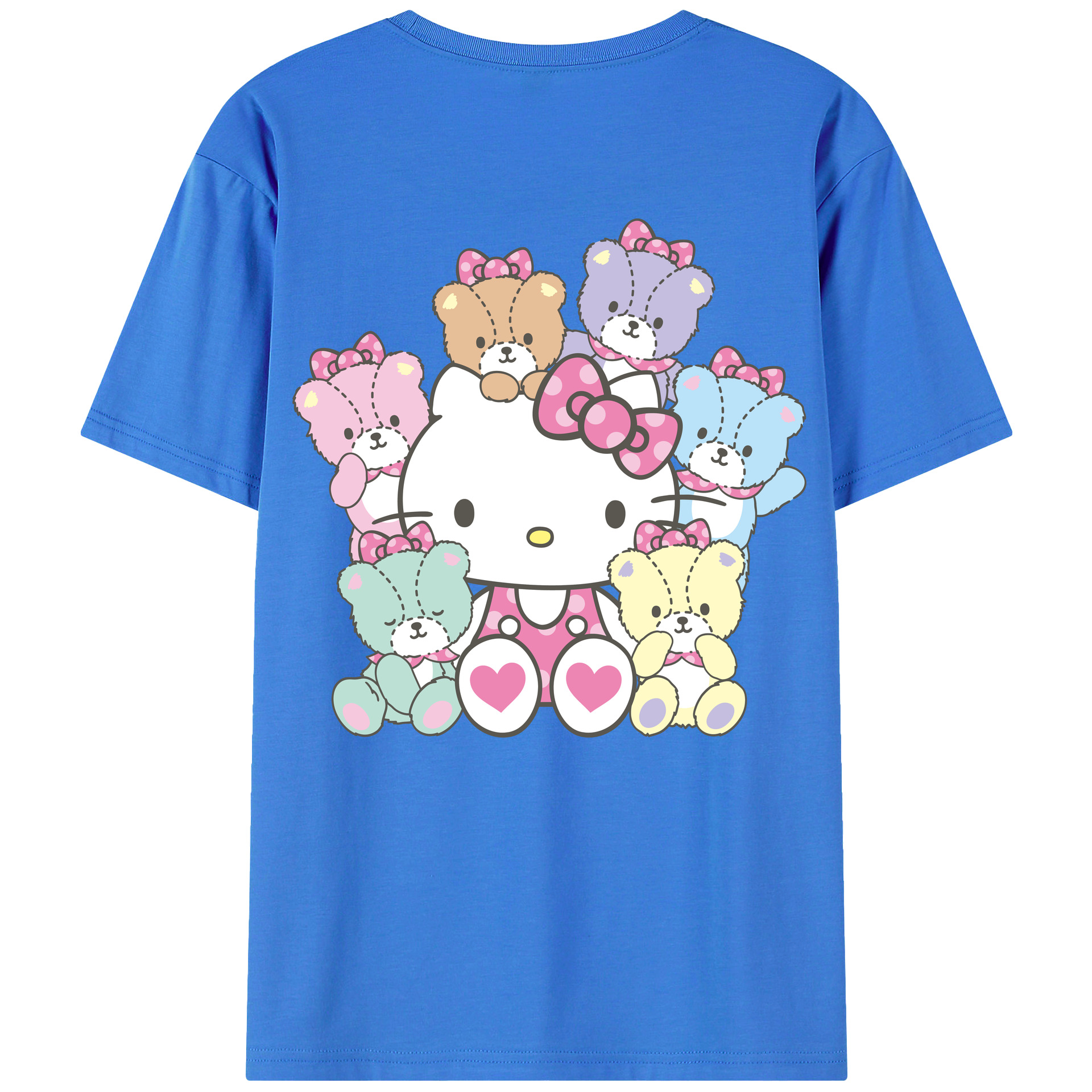 （画像用） Hello Kitty ハローキティ 綿100％ メンズ半袖Tシャツ（バックプリント） 通気性
