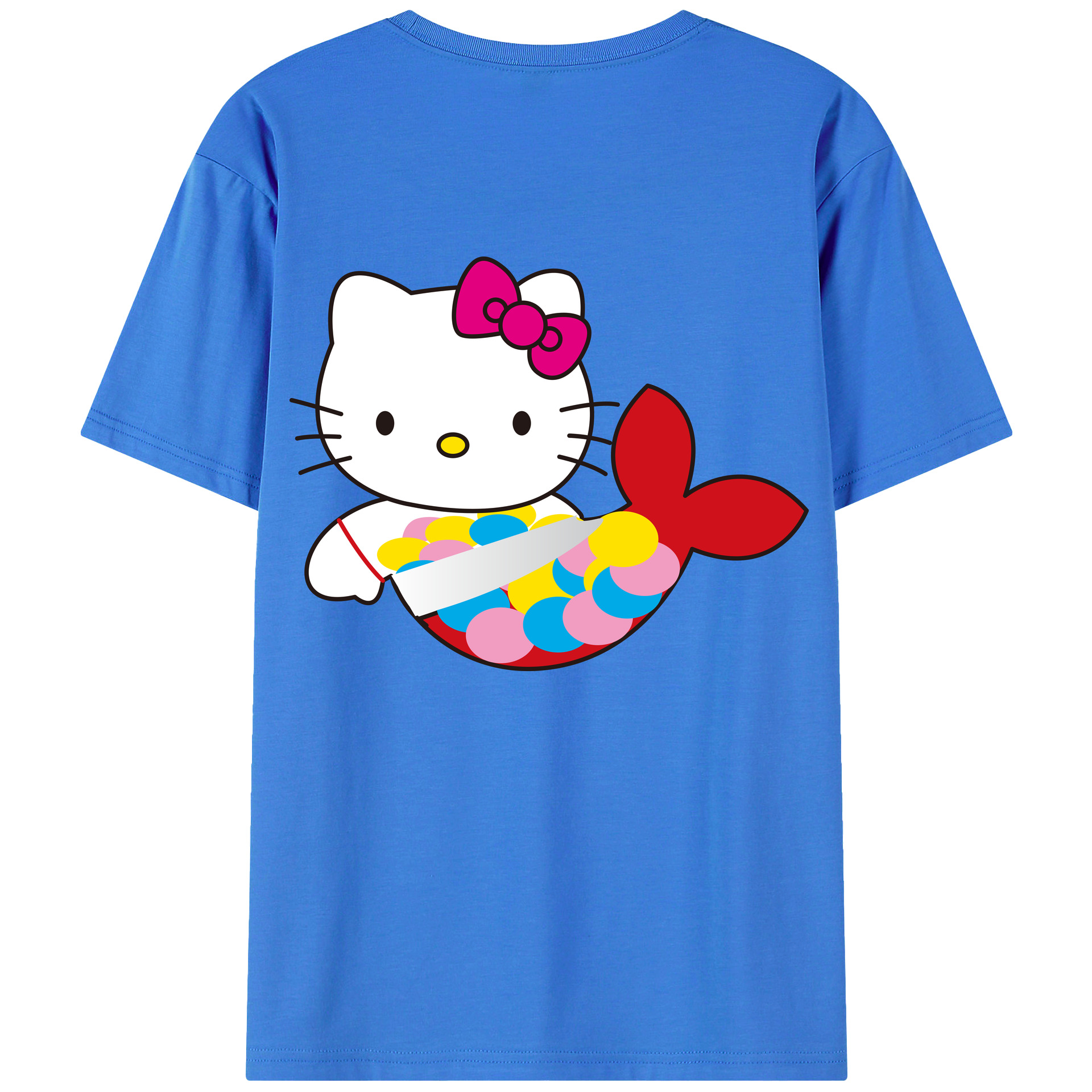 （画像用） Hello Kitty ハローキティ 綿100％ メンズ半袖Tシャツ（バックプリント） 通気性